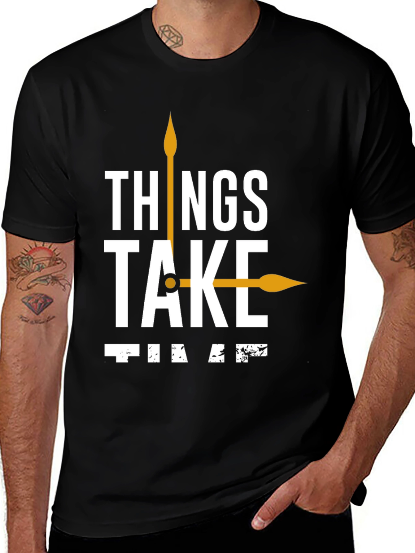 Variant 18 of Things Take Time T-Shirt Black Casual Cotton Tee