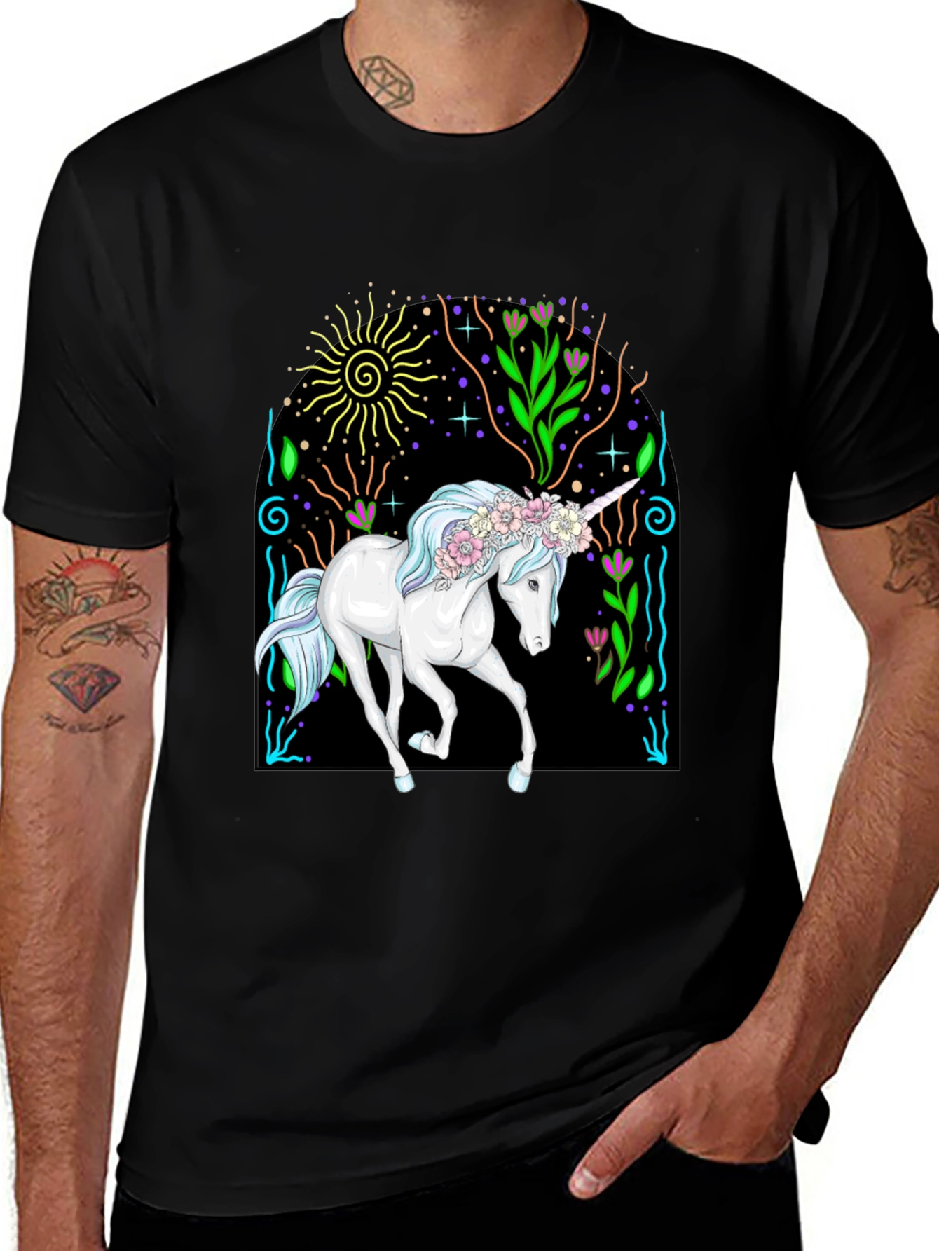 Variant 9 of Unicorn Graphic Tee - Black Cotton T-Shirt