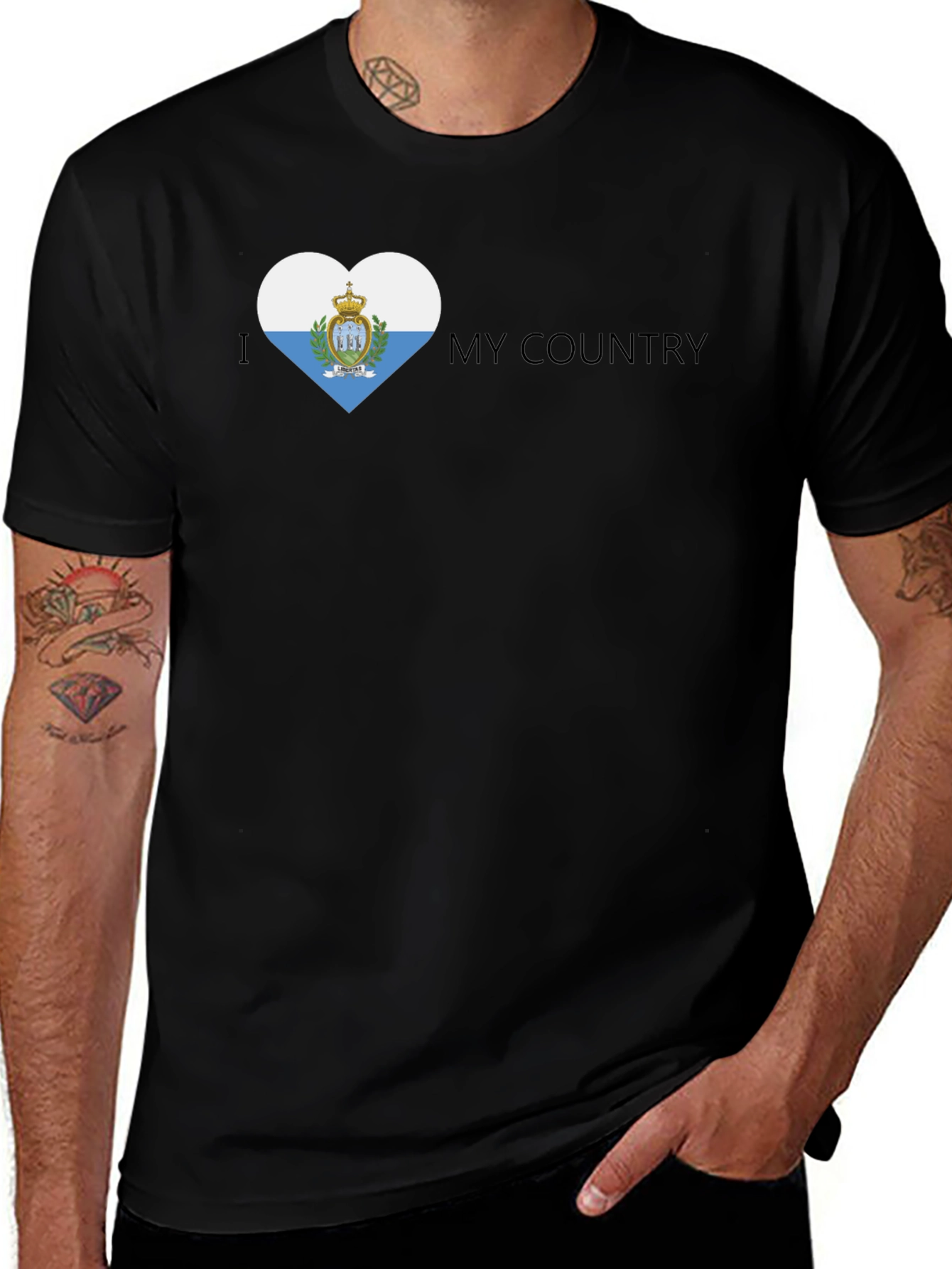 Variant 13 of I Heart My Country - San Marino Flag T-Shirt