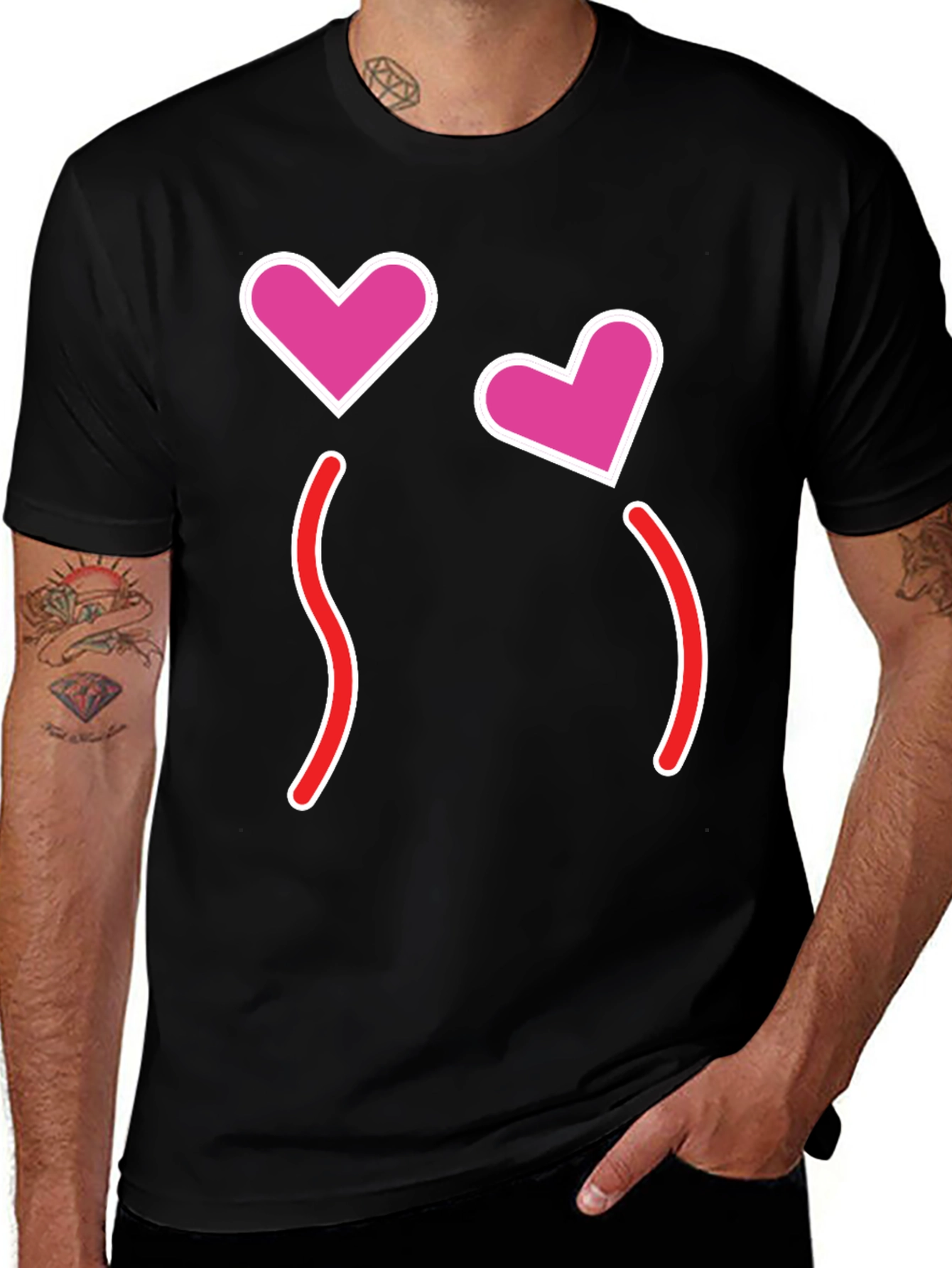 Variant 6 of Heart Eyes Emoji Style Black T-Shirt