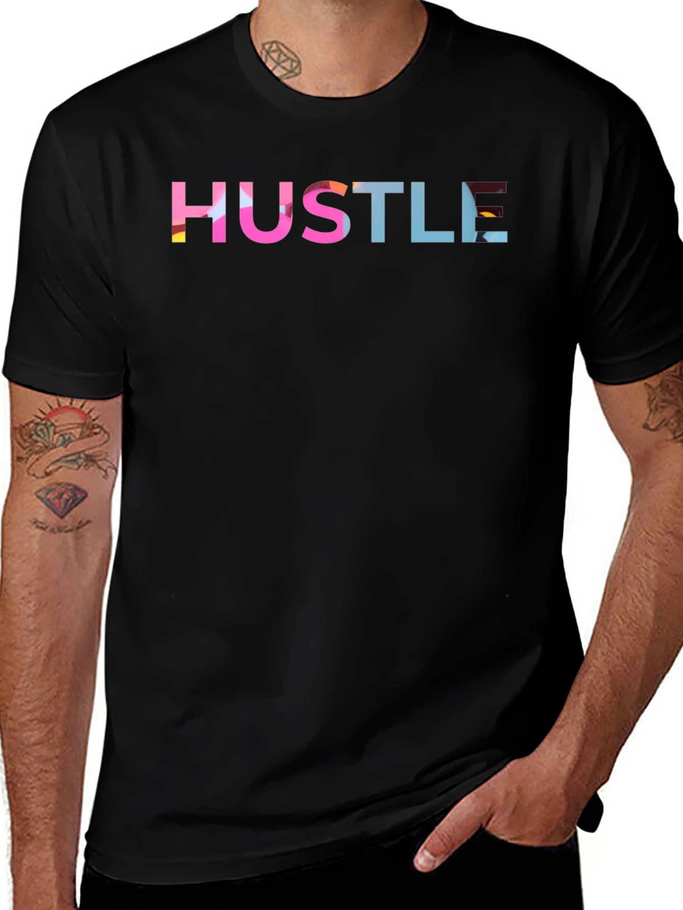 Variant 22 of Hustle Graphic Print Black T-Shirt