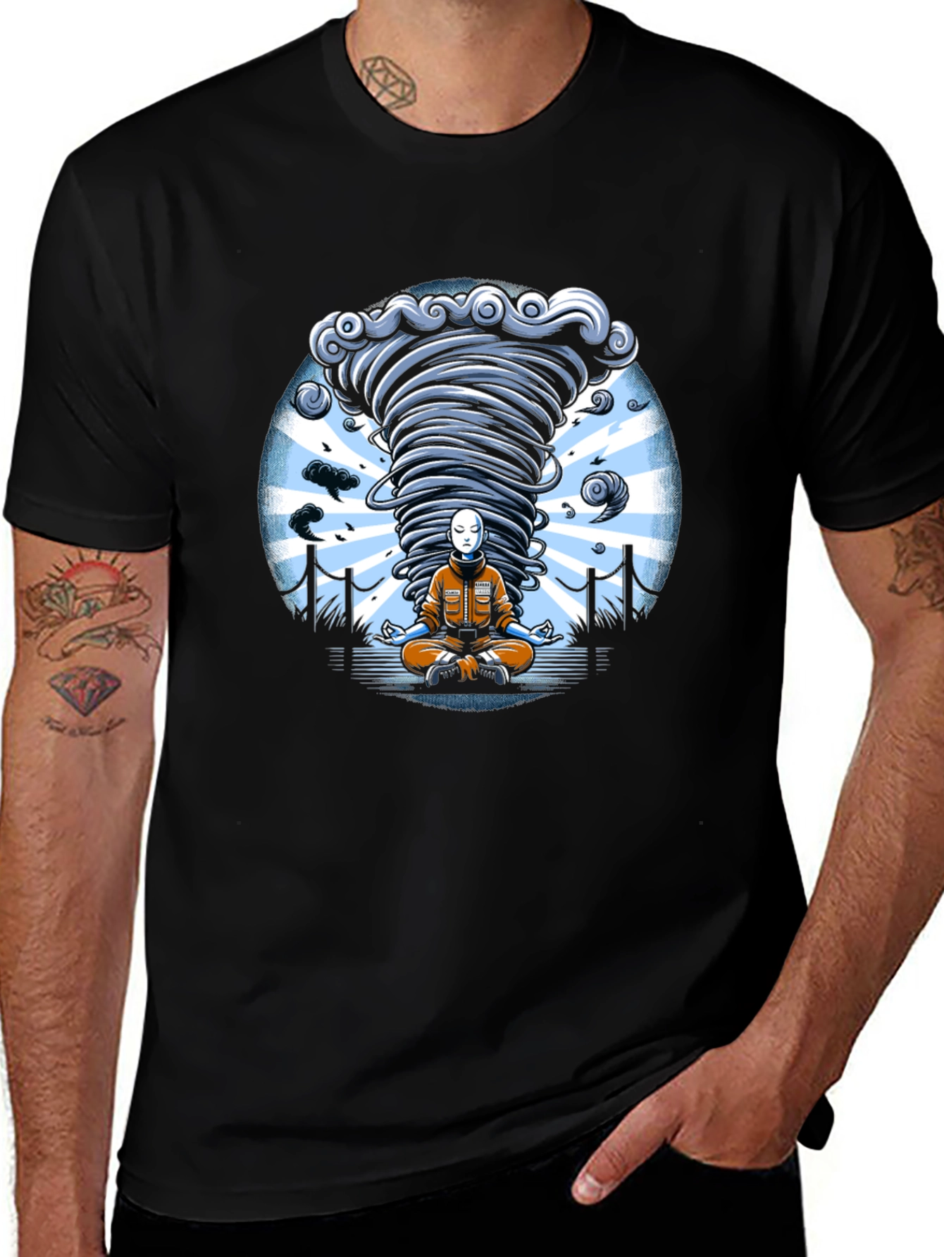 Variant 14 of Zen Tornado Graphic Tee - Black Cotton T-Shirt
