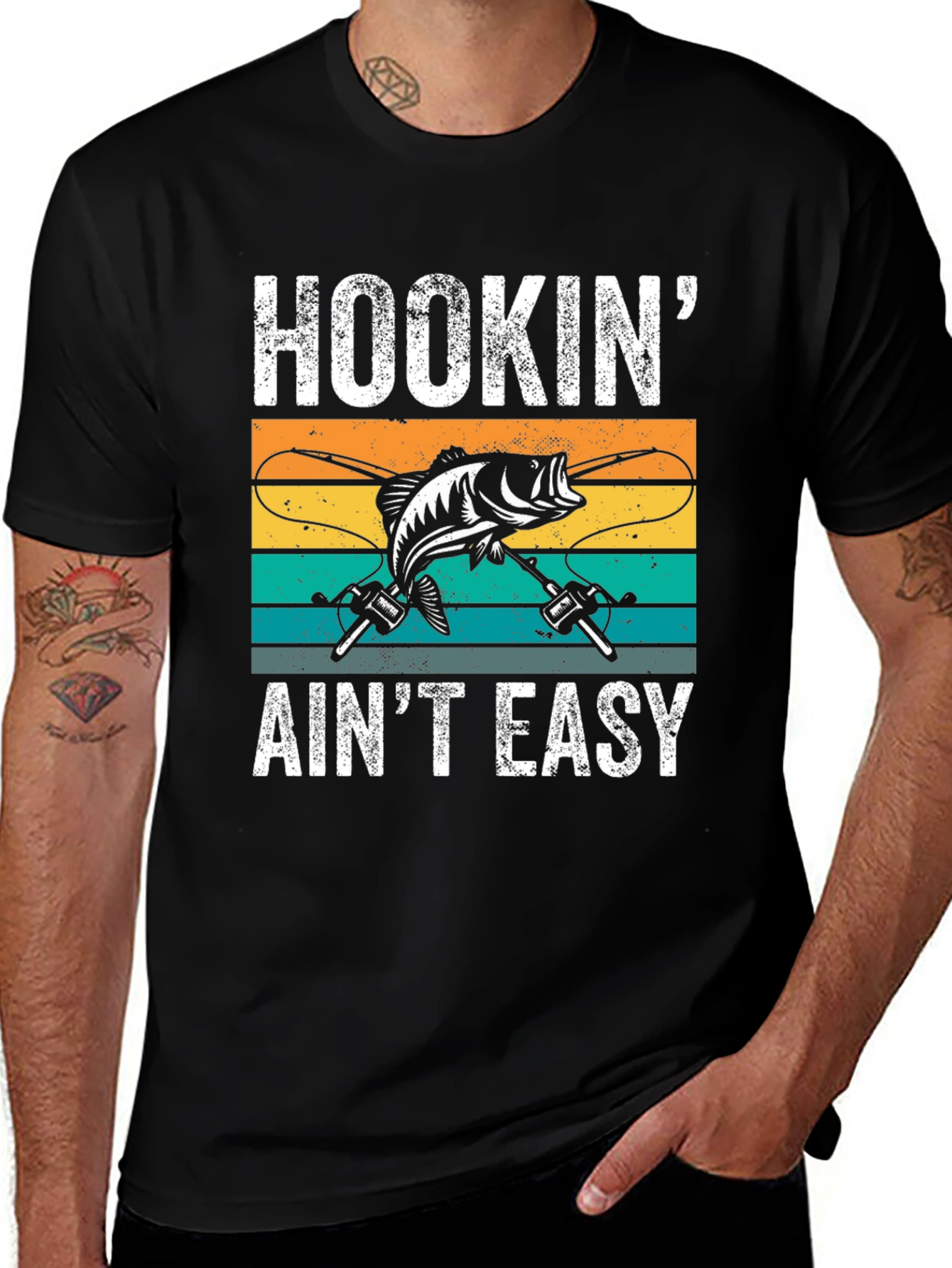 Variant 12 of Hookin' Aint Easy Fishing T-Shirt