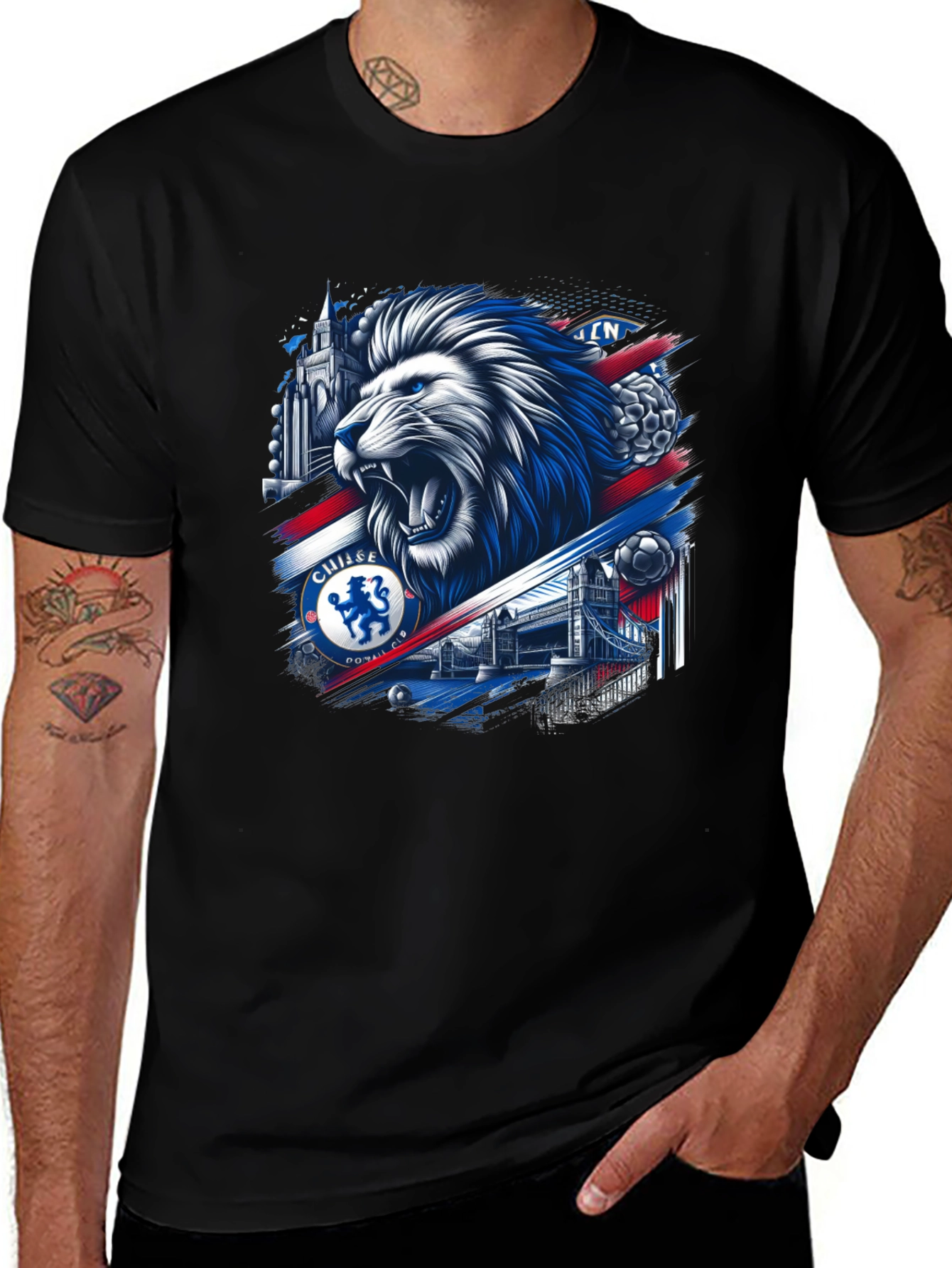 Chelsea Lion Graphic Black T-Shirt