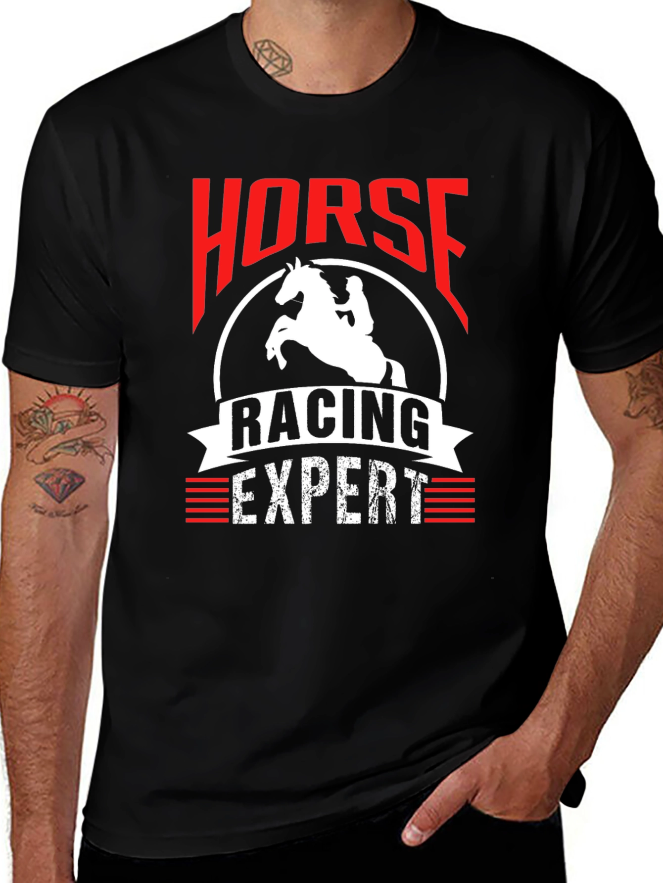 Black Horse Racing Expert T-Shirt - Unique Design main image