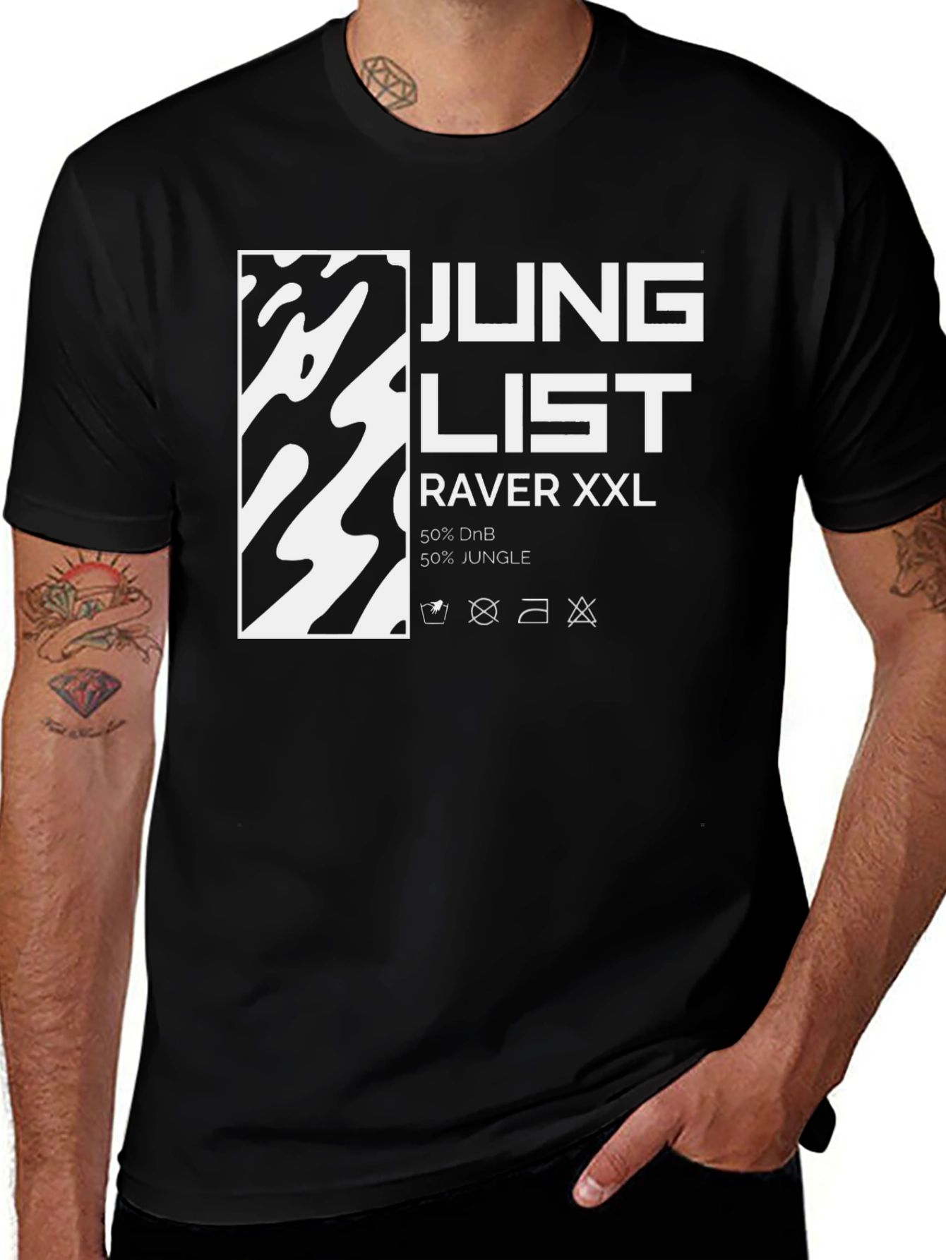 Junglist Raver XXL Black T-Shirt