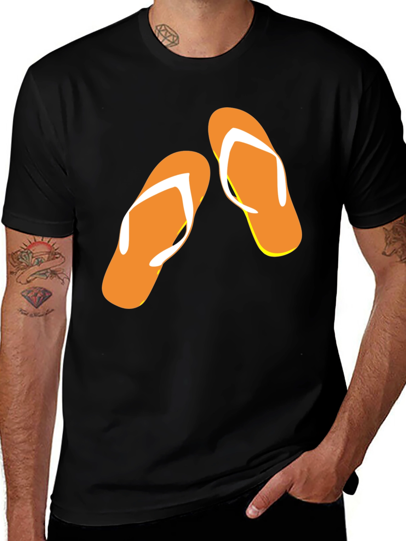 Variant 18 of Flip Flop Graphic Tee - Black Summer T-Shirt