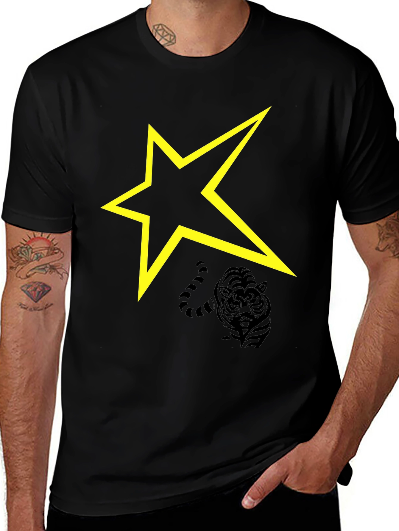 Variant 15 of Black T-Shirt with Yellow Star Graphic