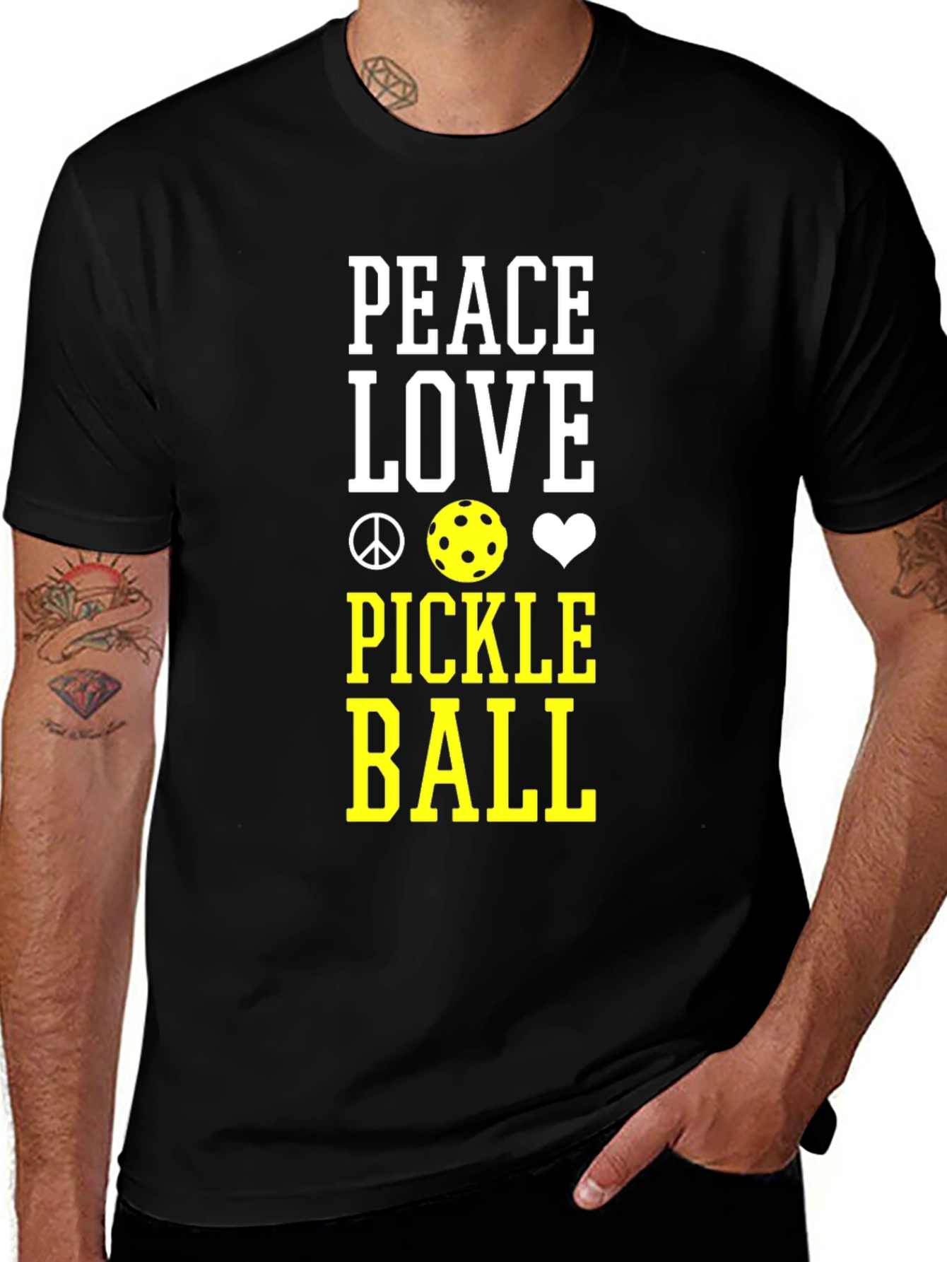 Variant 29 of Peace Love Pickleball T-Shirt - Black