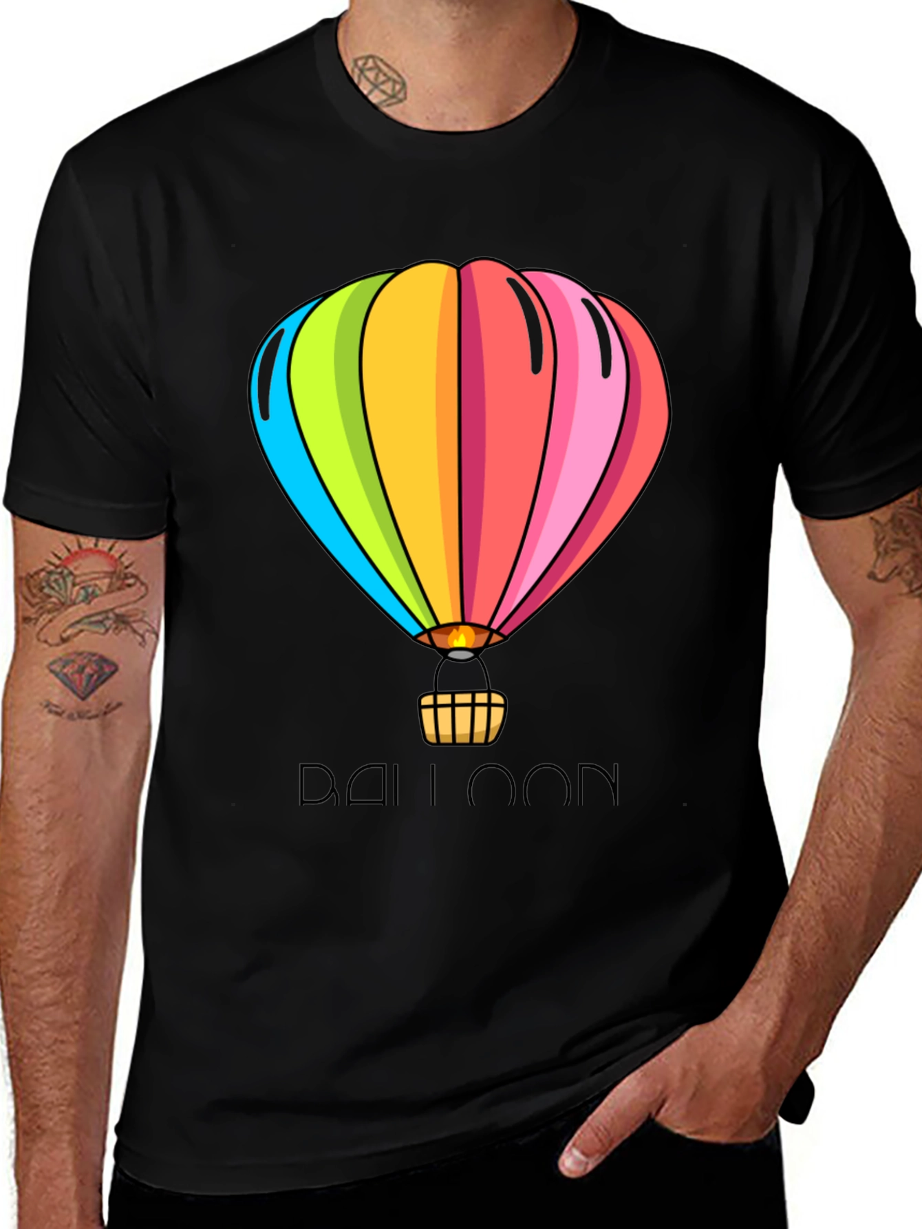 Variant 30 of Rainbow Hot Air Balloon Graphic T-Shirt - Fun & Stylish