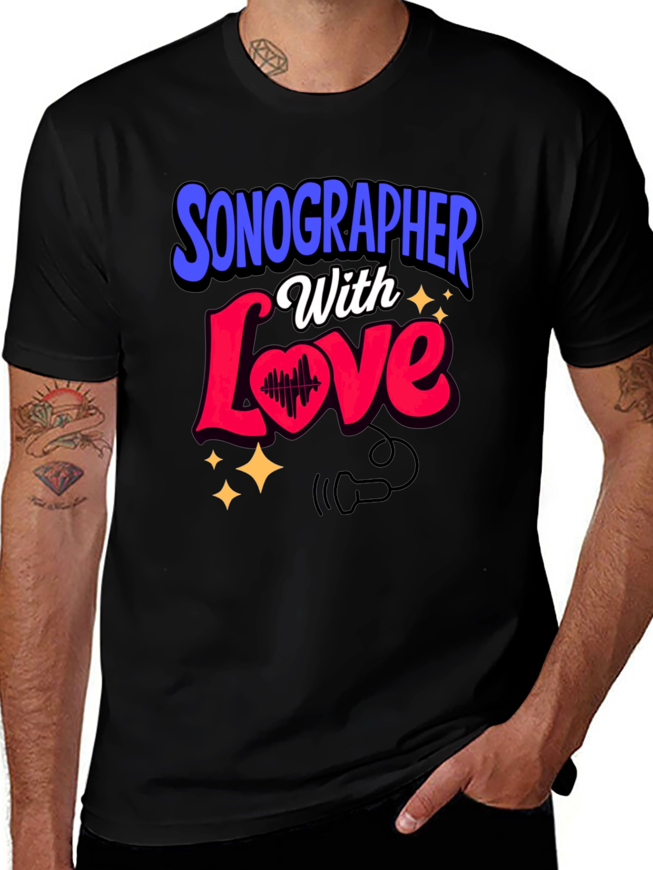 Variant 6 of Sonographer With Love Black Graphic T-Shirt