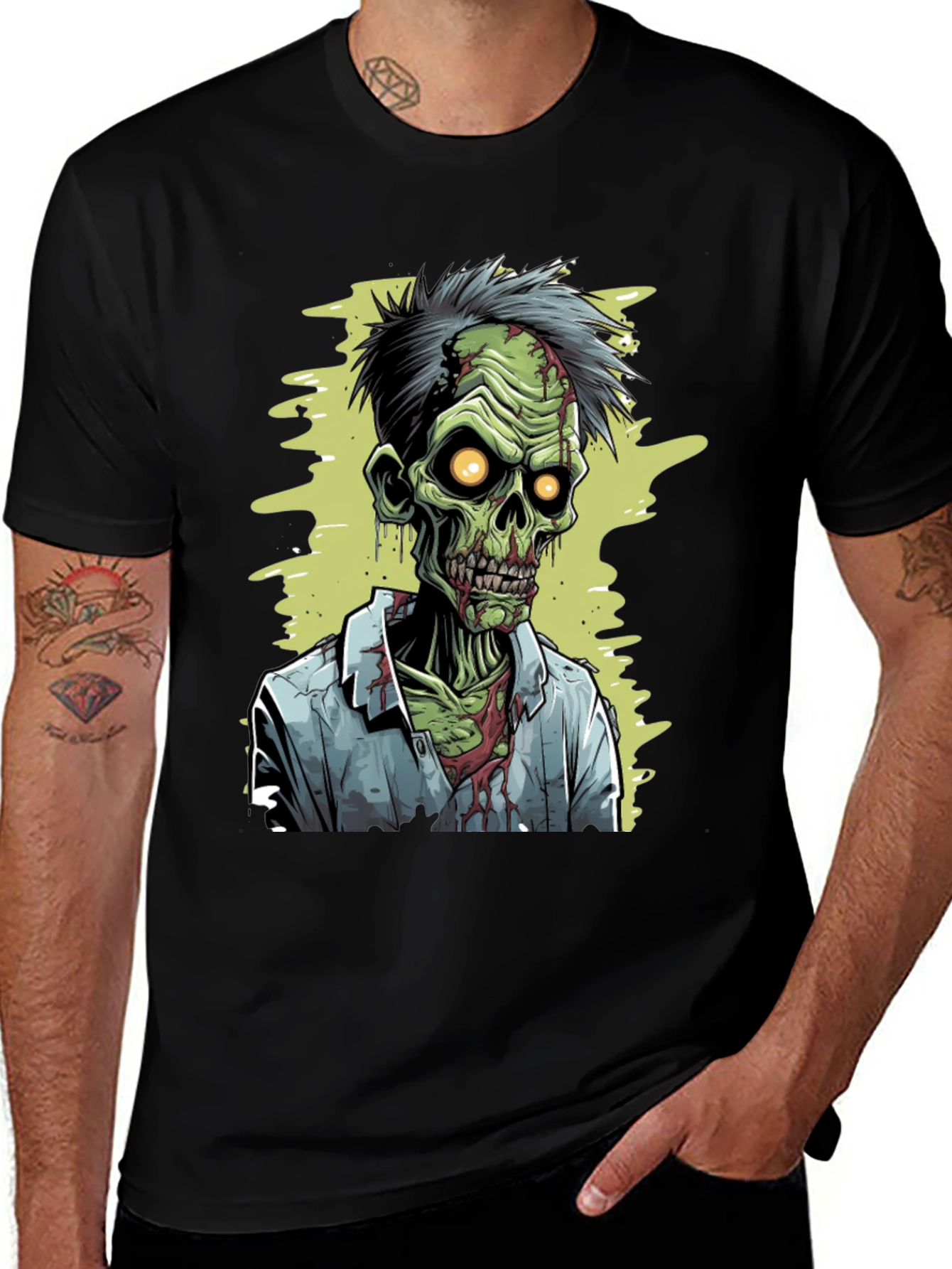 Black Zombie Cartoon Graphic Tee main image