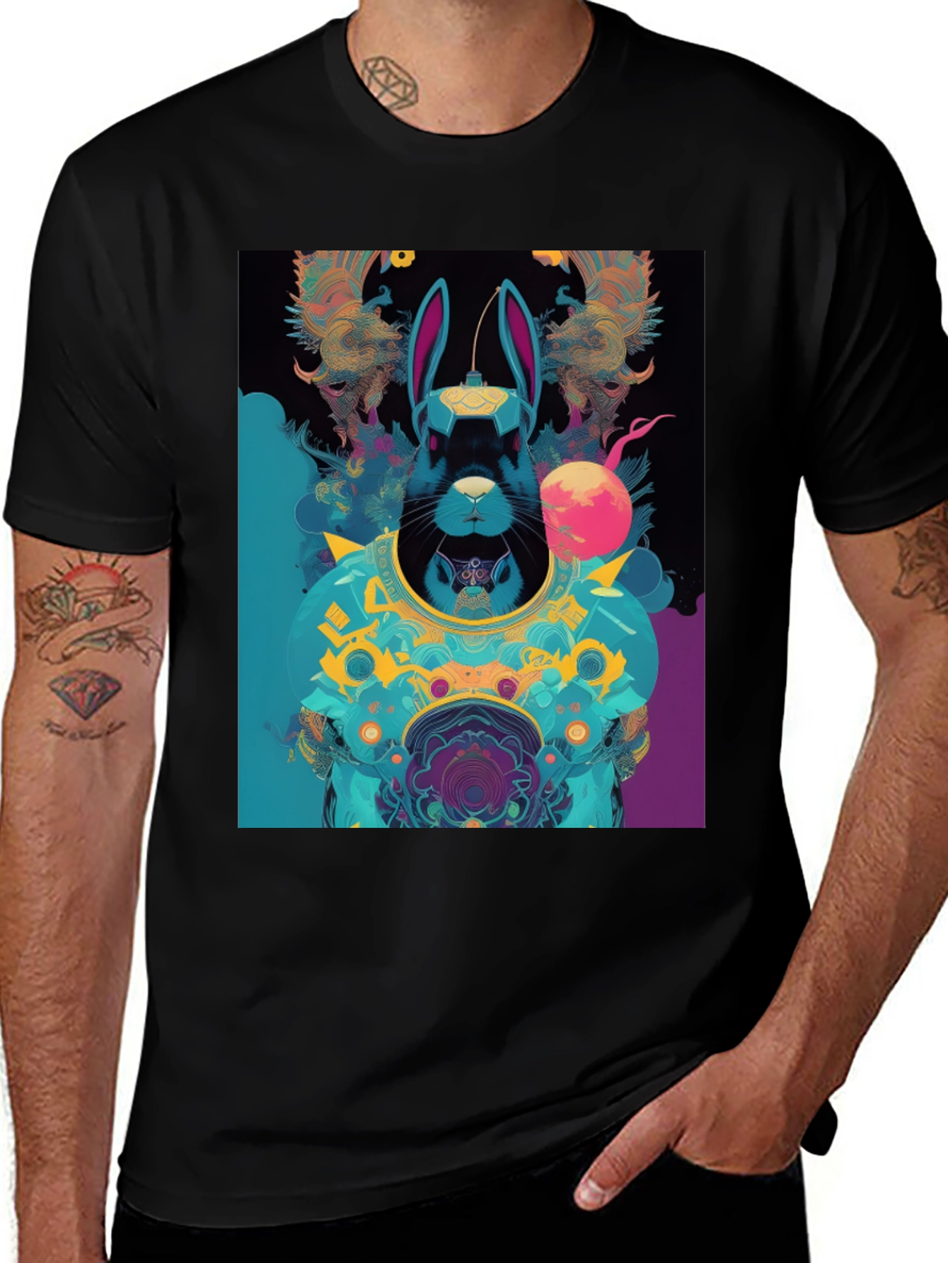 Variant 9 of Cyberpunk Rabbit Graphic Tee - Black