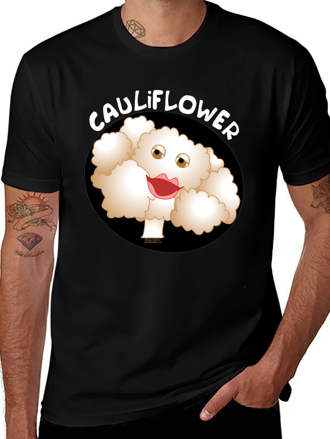 Variant 9 of Funny Cartoon Cauliflower Graphic T-Shirt