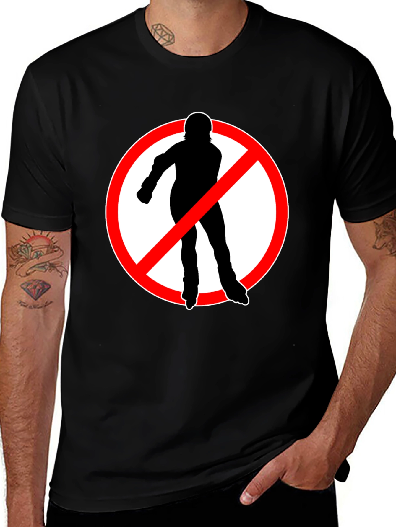 Variant 22 of No Rollerblades T-Shirt - Black Cotton Tee