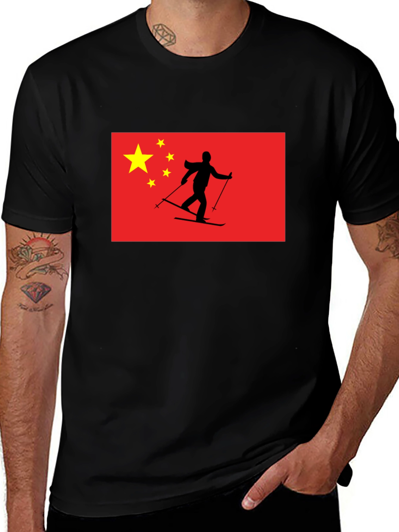 Variant 29 of China Flag Skiing T-Shirt