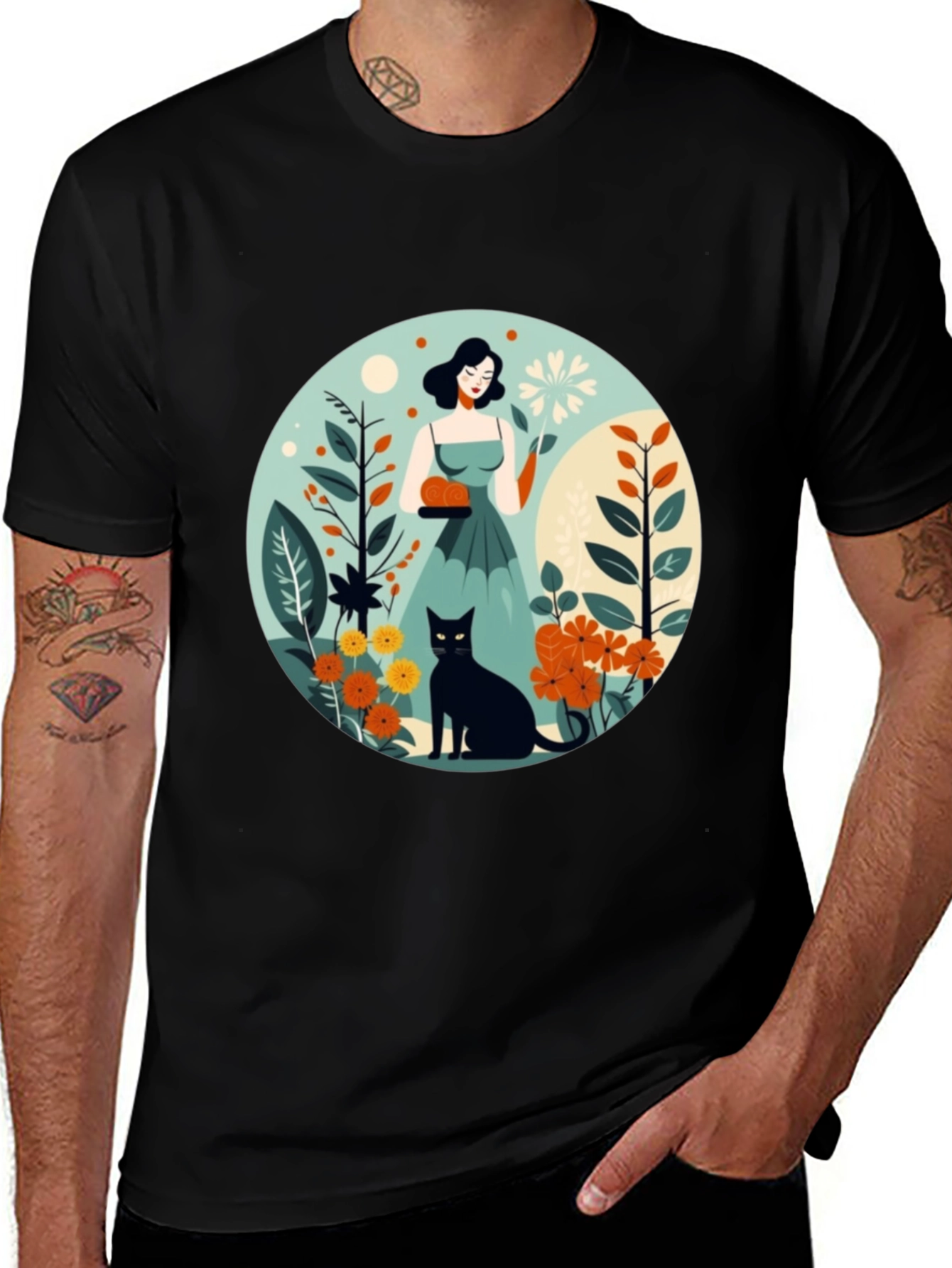 Variant 21 of Artistic Garden Cat T-Shirt