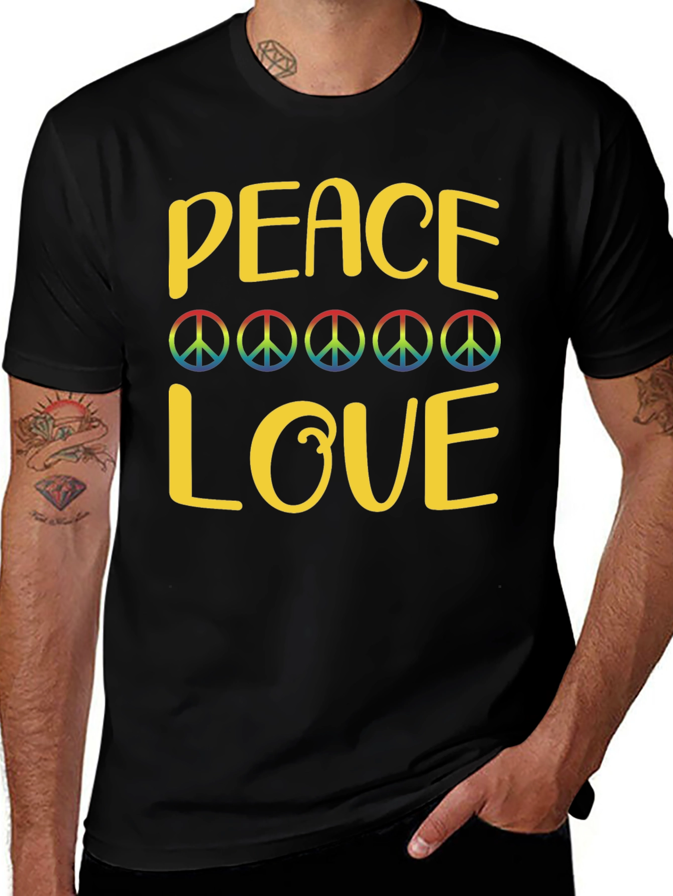 Variant 22 of Peace and Love Graphic T-Shirt - Groovy Retro Design
