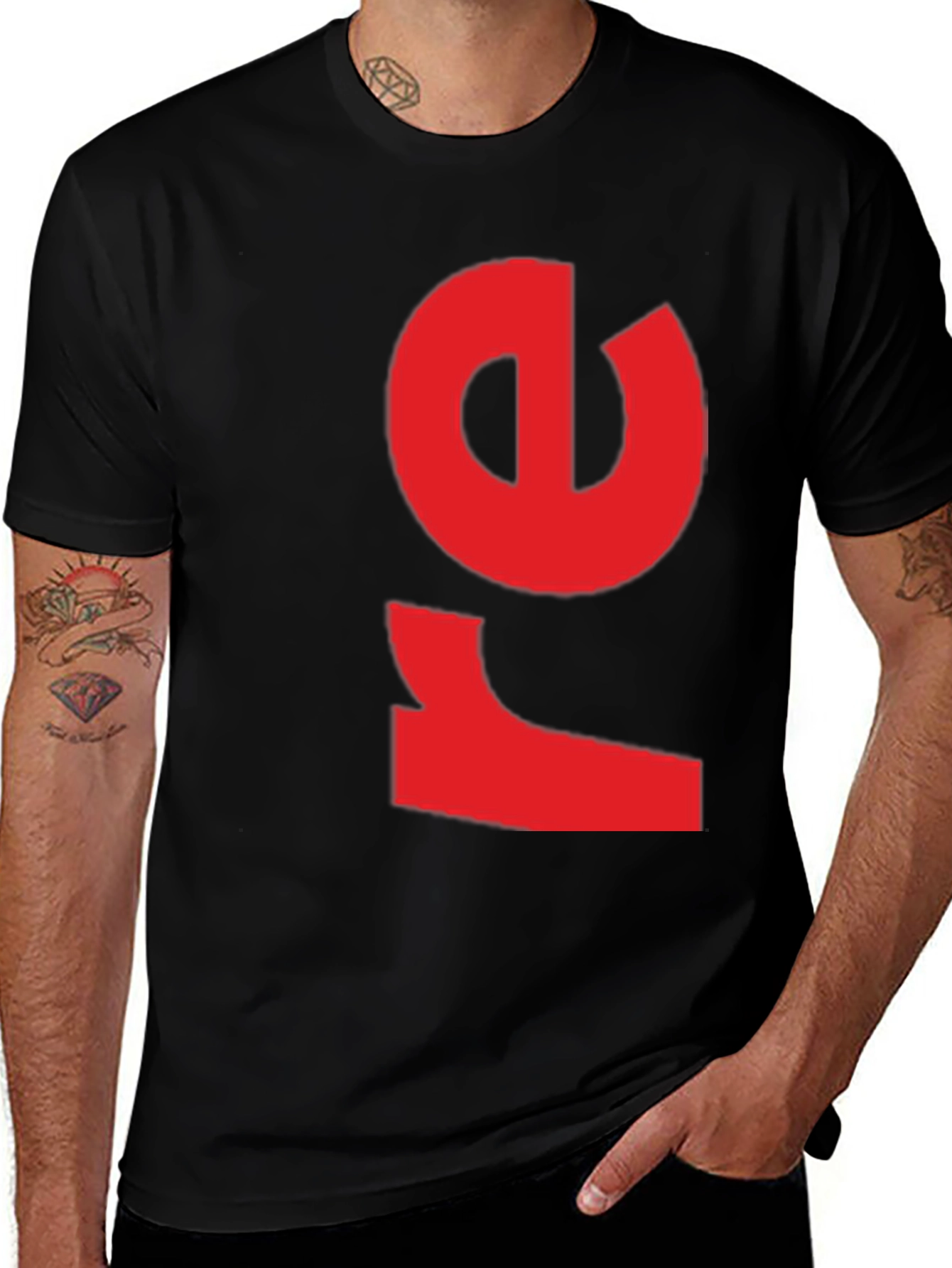 Variant 23 of Bold Red Graphic Print Black T-Shirt
