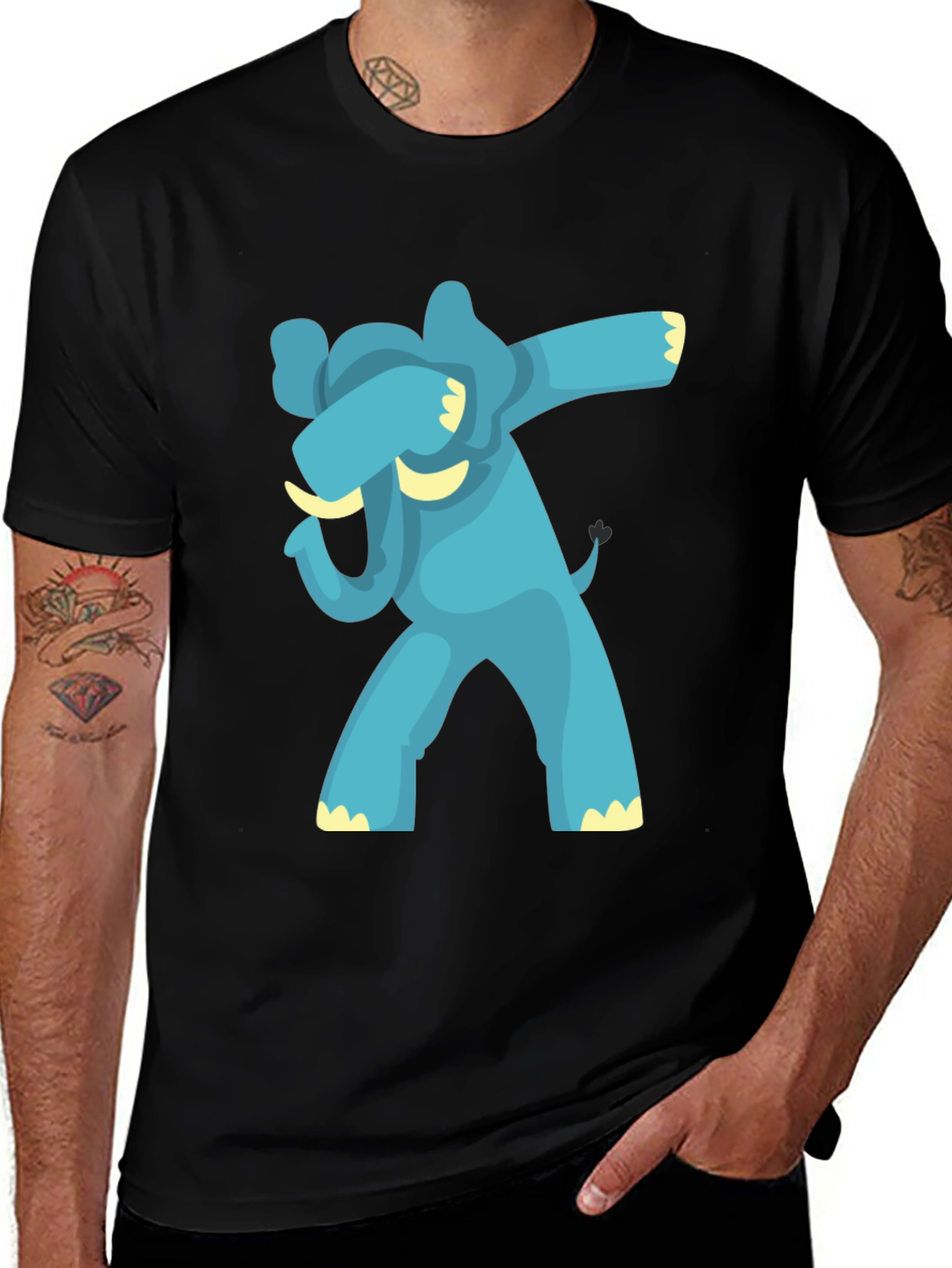Variant 15 of Dabbing Elephant Graphic Tee - Black