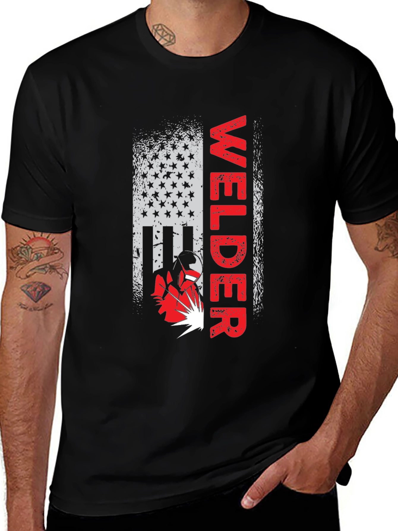 Variant 8 of Welder American Flag Graphic T-Shirt
