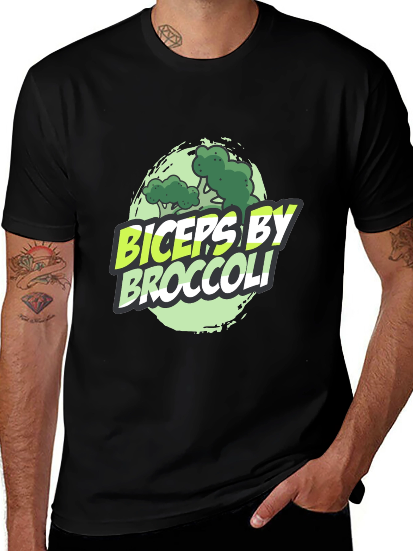 Variant 22 of Biceps by Broccoli Men's Black Graphic T-Shirt