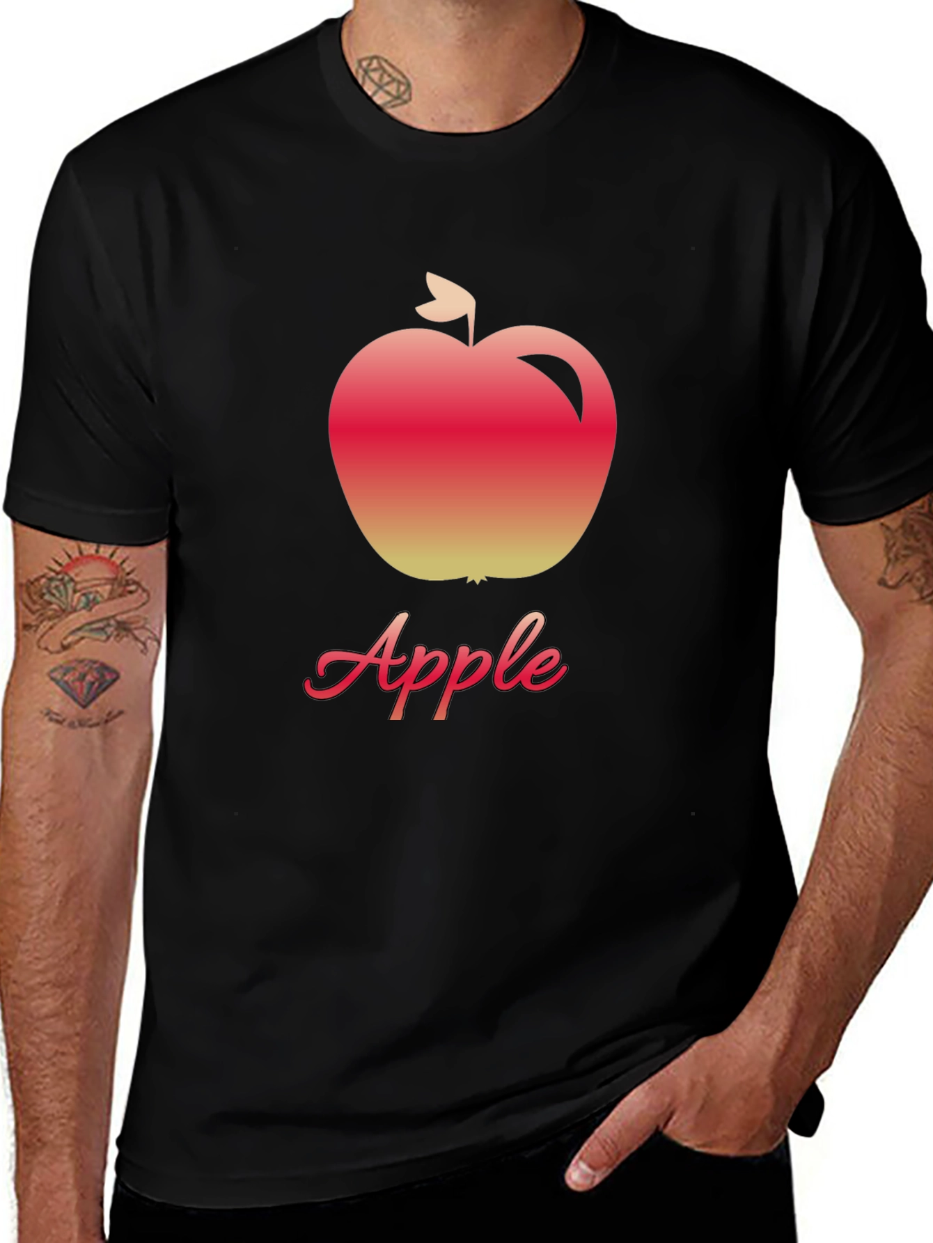 Variant 16 of Apple Graphic Print Black T-Shirt