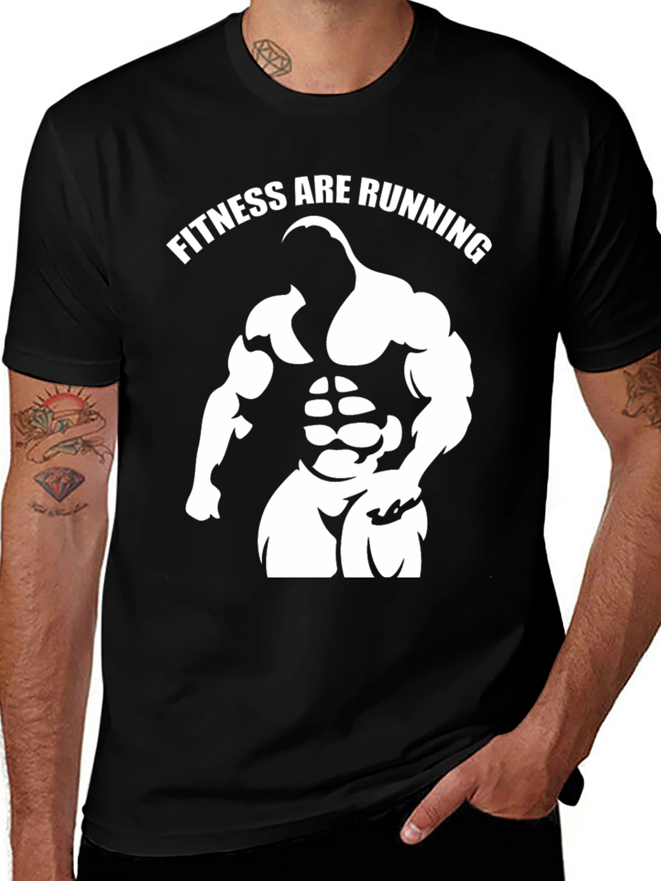 Variant 27 of Fitness Are Running Gym Graphic Black T-Shirt