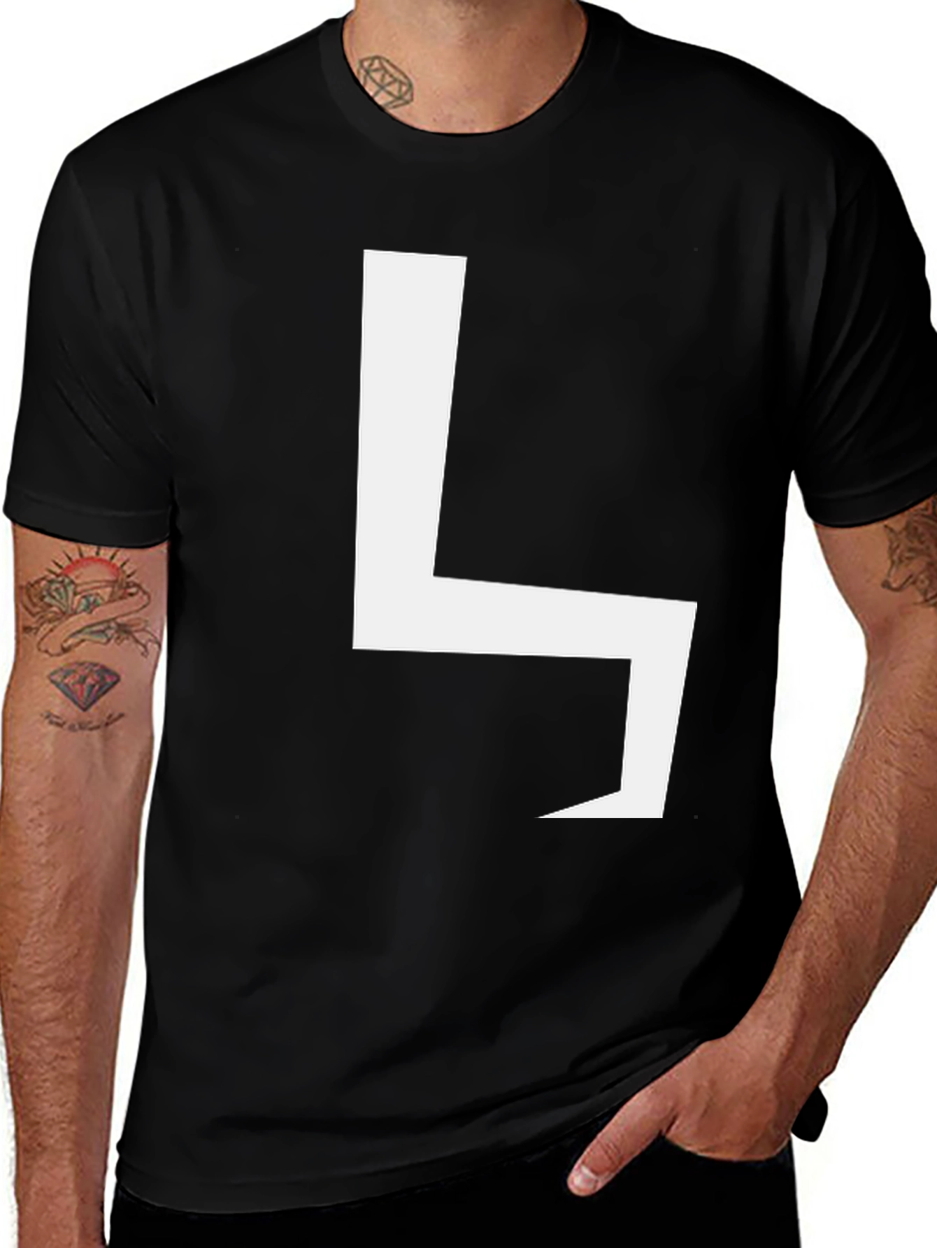 Variant 17 of Modern 'L' Graphic Black Tee