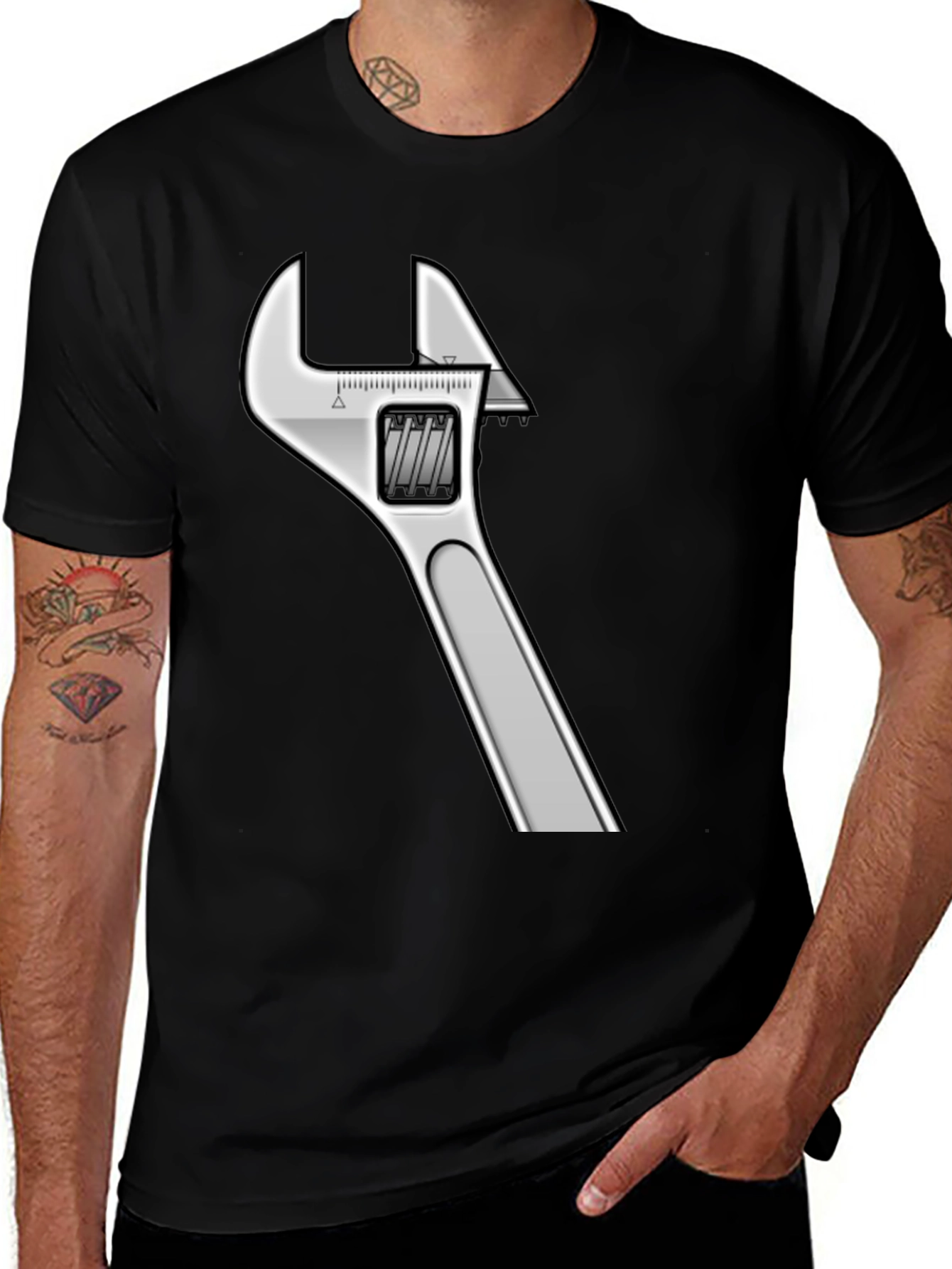 Variant 12 of Adjustable Wrench Graphic Black T-Shirt