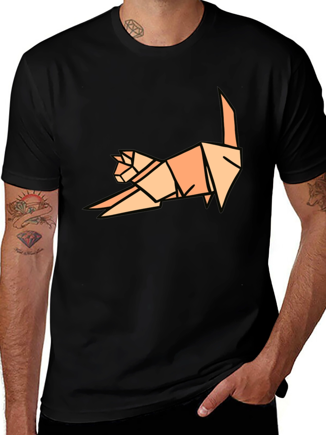 Origami Cat Graphic Tee - Soft & Stylish