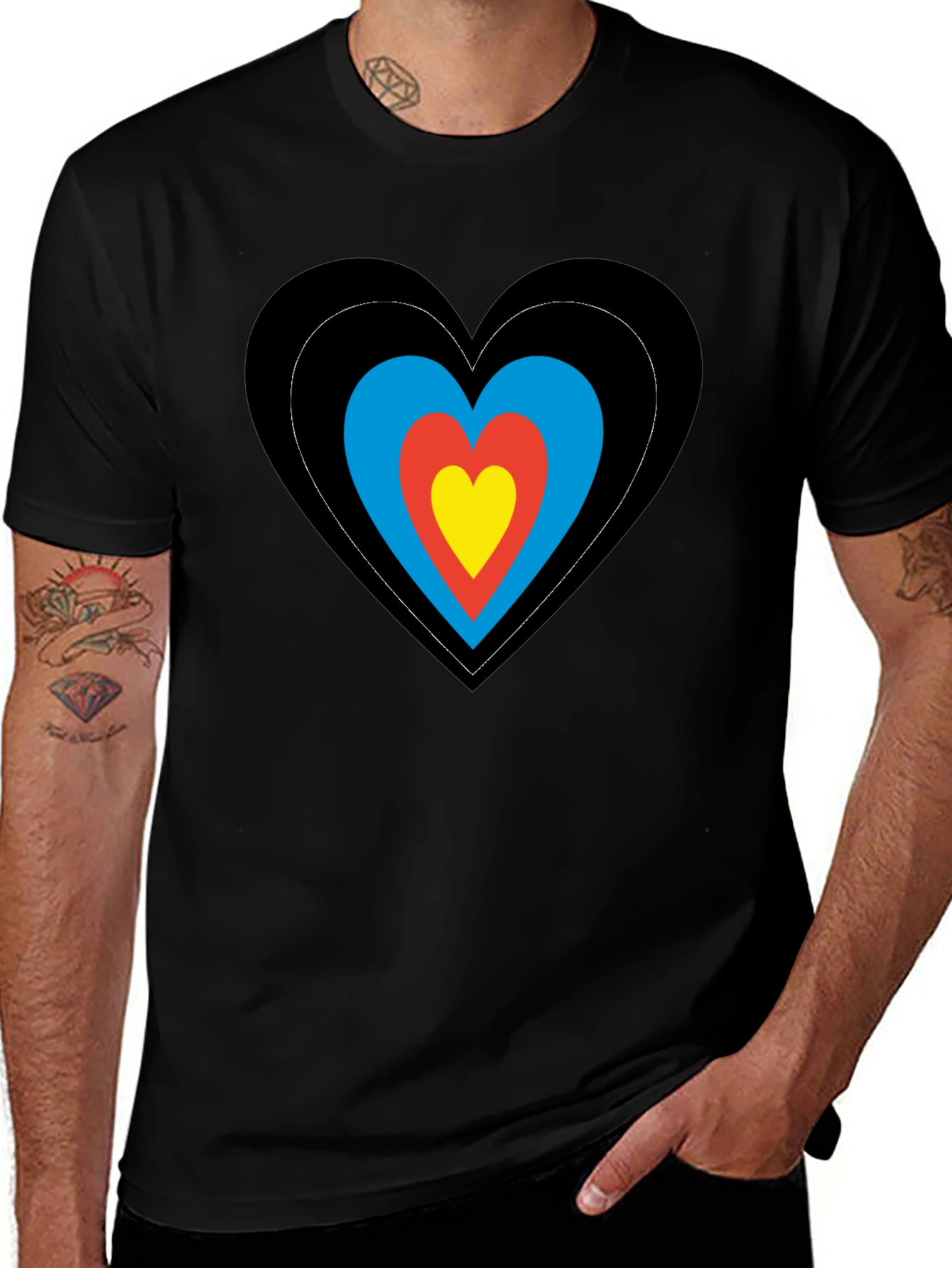 Variant 21 of Heart Target Graphic T-Shirt - Black