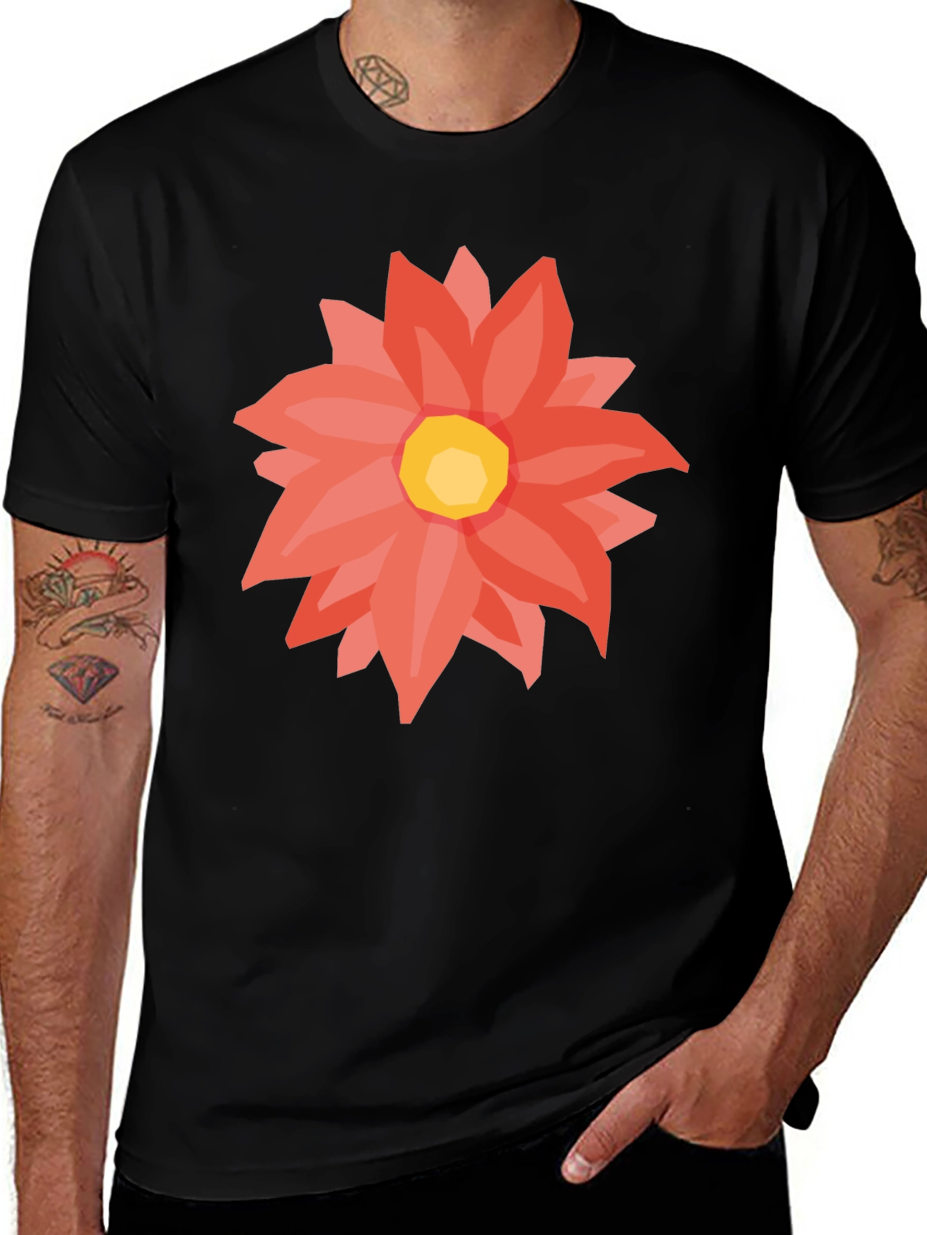 Variant 14 of Black T-Shirt with Floral Graphic