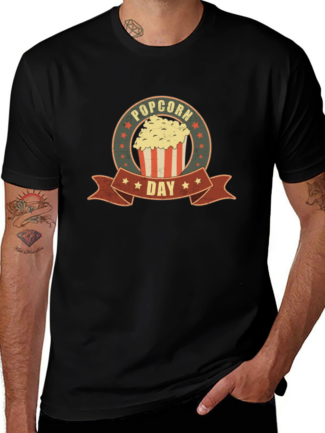 Popcorn Day Graphic T-Shirt - Classic Retro Design