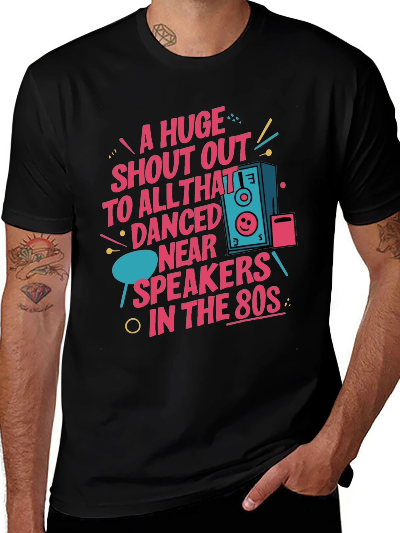 Variant 28 of 80s Style Graphic Tee - A Huge Shout Out!