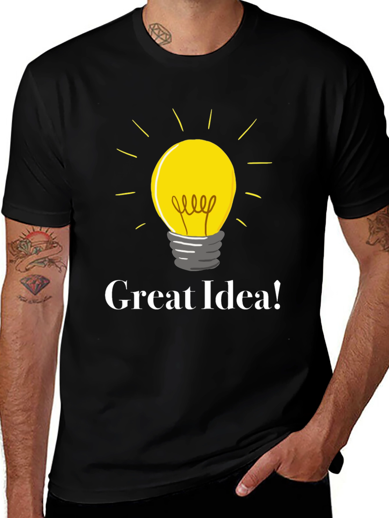 Variant 17 of Great Idea Light Bulb Black T-Shirt