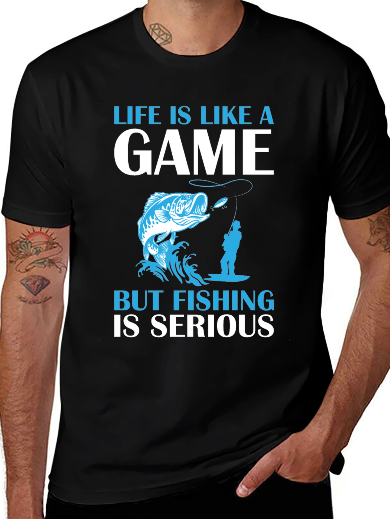 Variant 28 of Fishing Graphic Tee: Life Is Like A Game