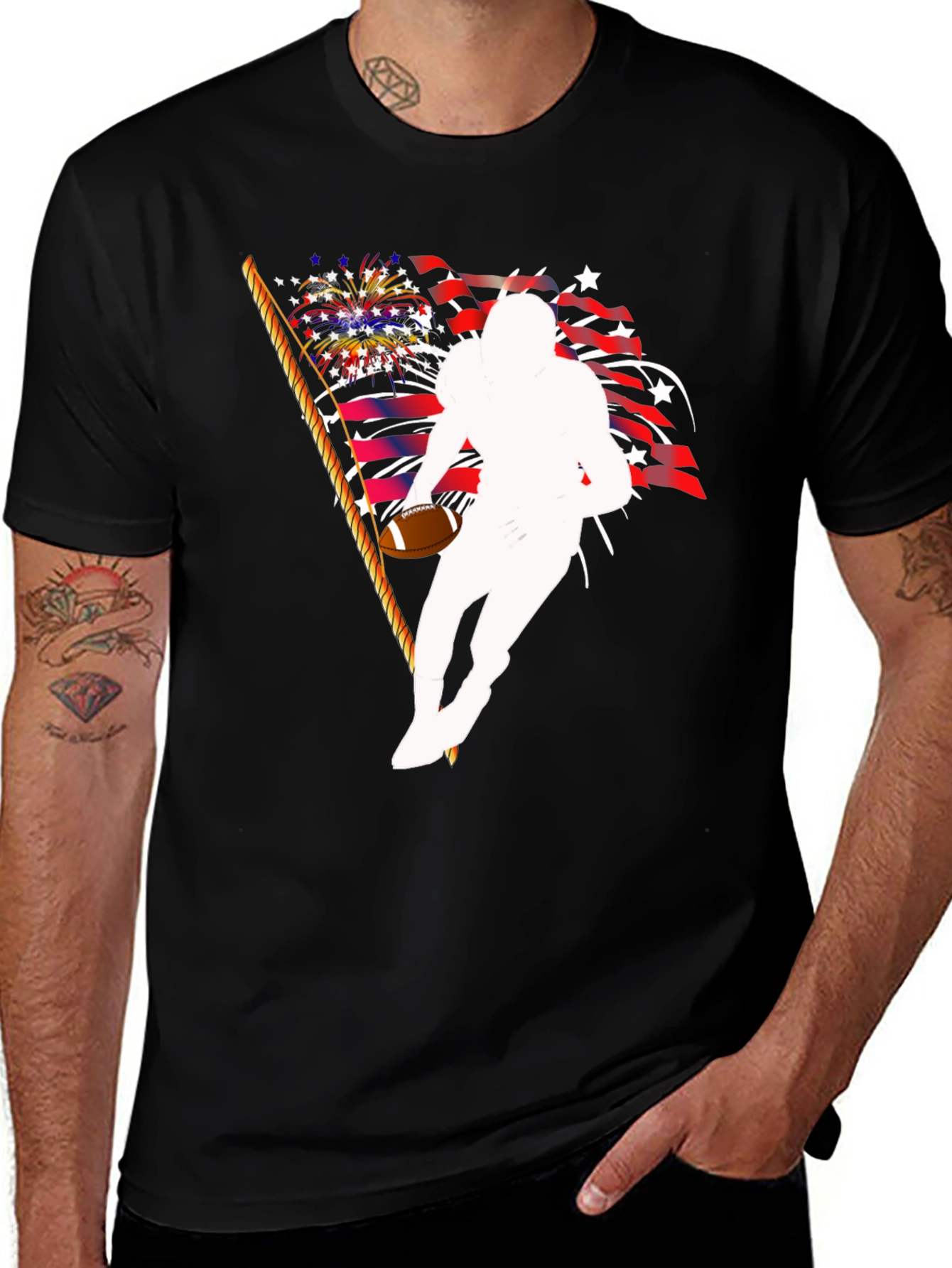 Variant 2 of Patriotic Football Player Graphic T-Shirt