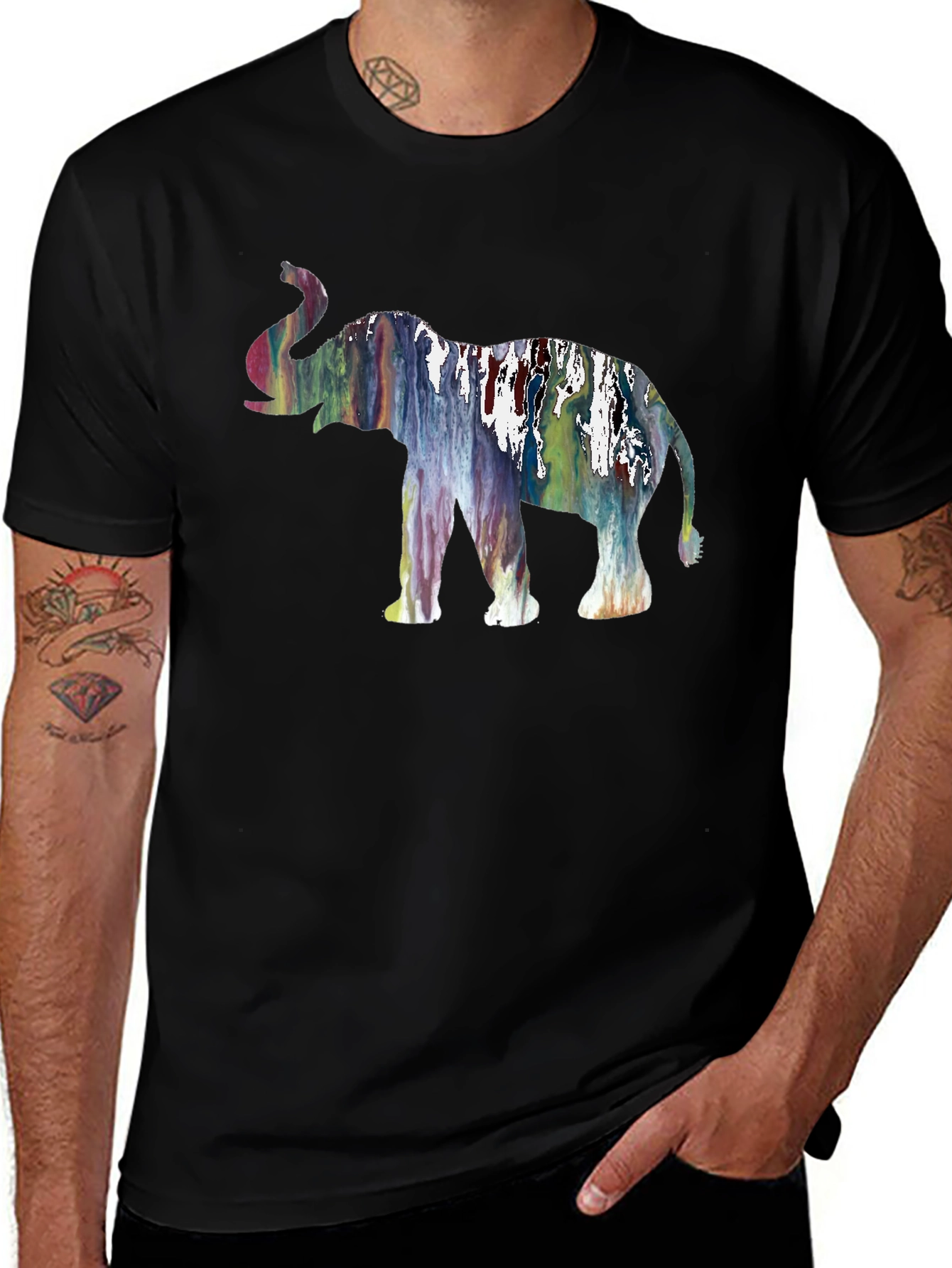 Variant 25 of Abstract Elephant Graphic Black T-Shirt