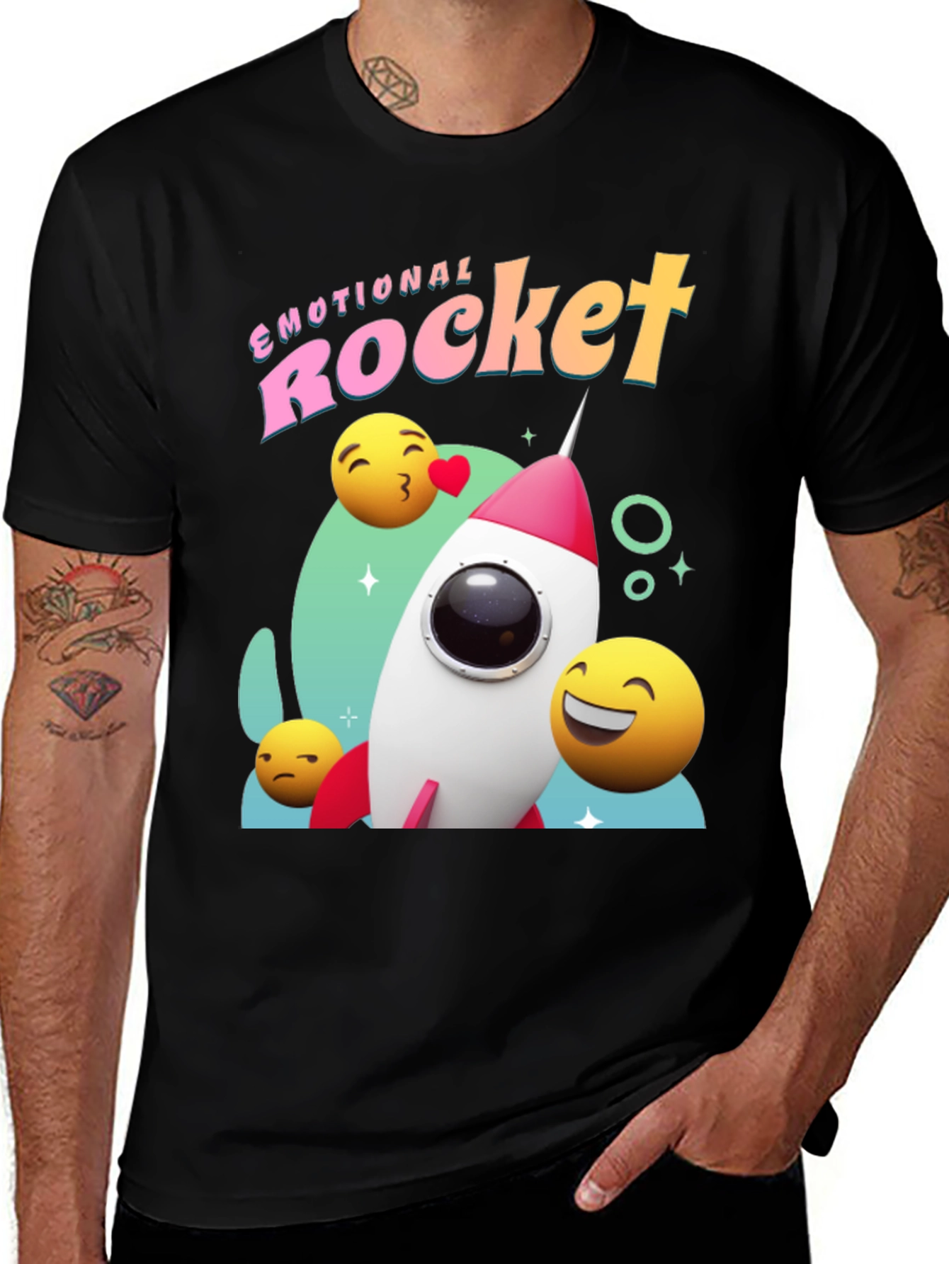 Variant 26 of Emotional Rocket Graphic T-Shirt - Black