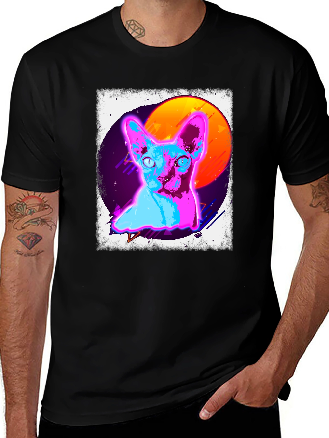Variant 24 of Retro Sphynx Cat T-Shirt - Vaporwave Style