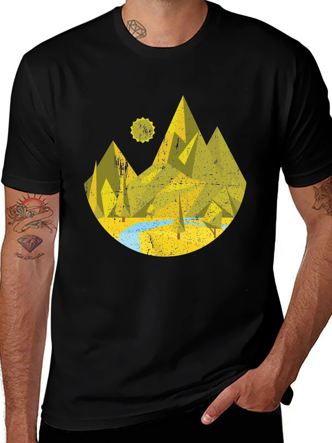 Variant 29 of Geometric Mountain Landscape Graphic Tee