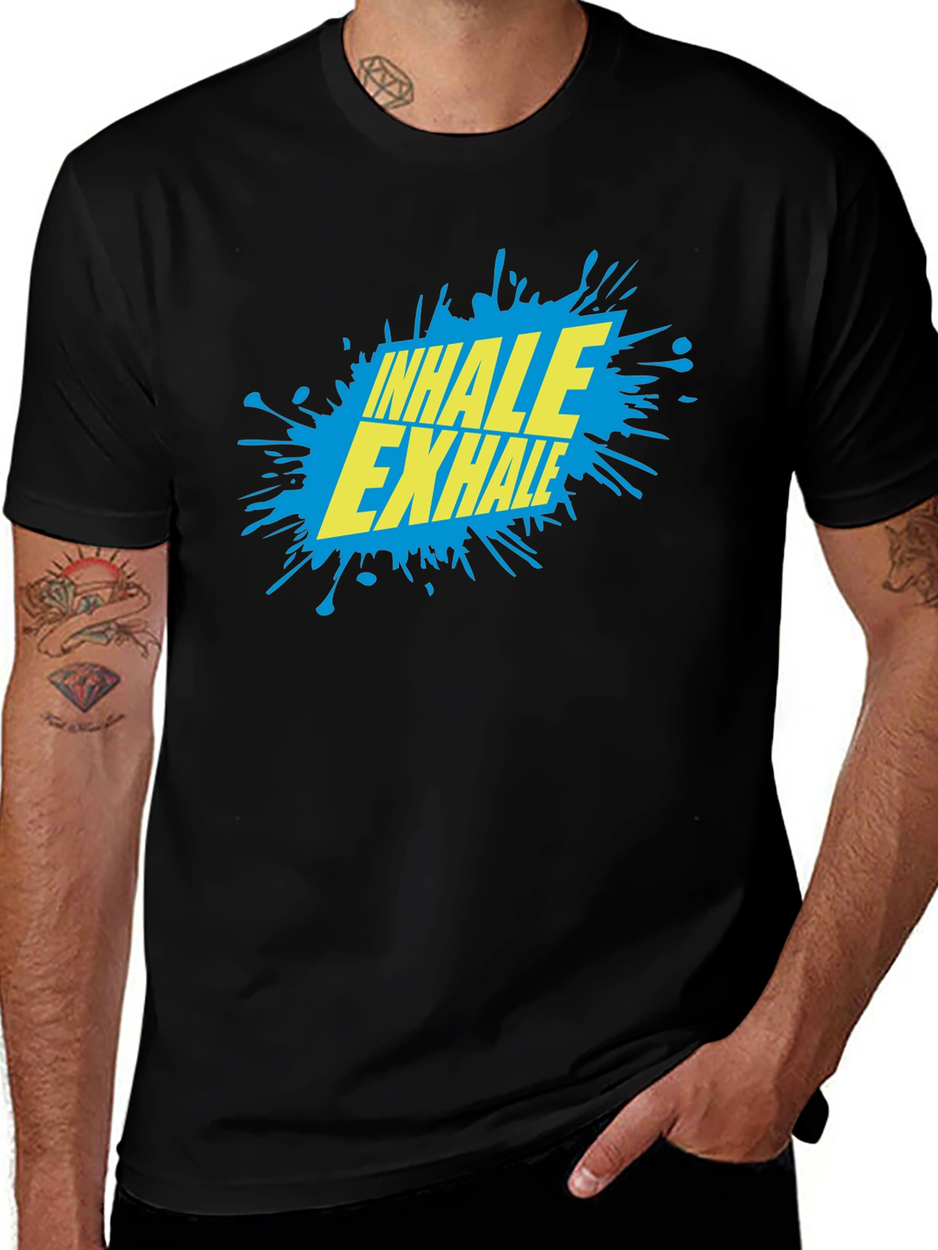 Variant 5 of Inhale Exhale Graphic T-Shirt - Black