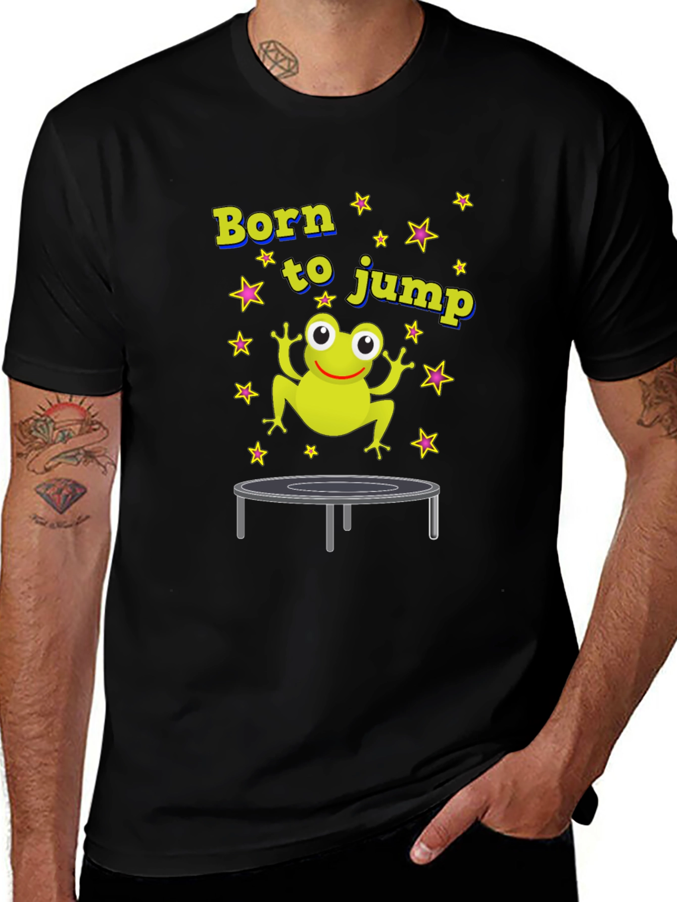 Black Born to Jump Frog T-Shirt main image