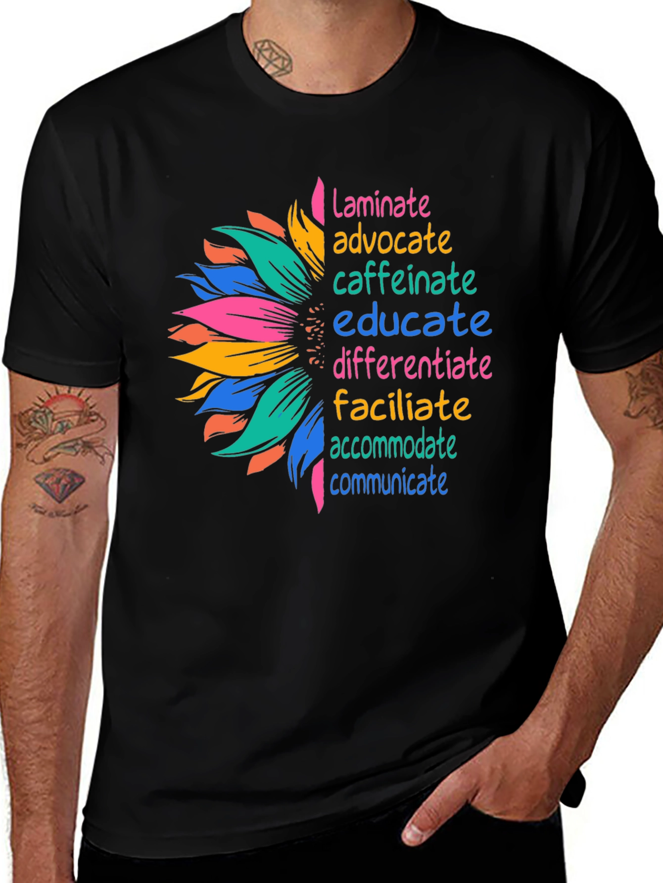 Variant 3 of Teacher Sunflower Graphic T-Shirt