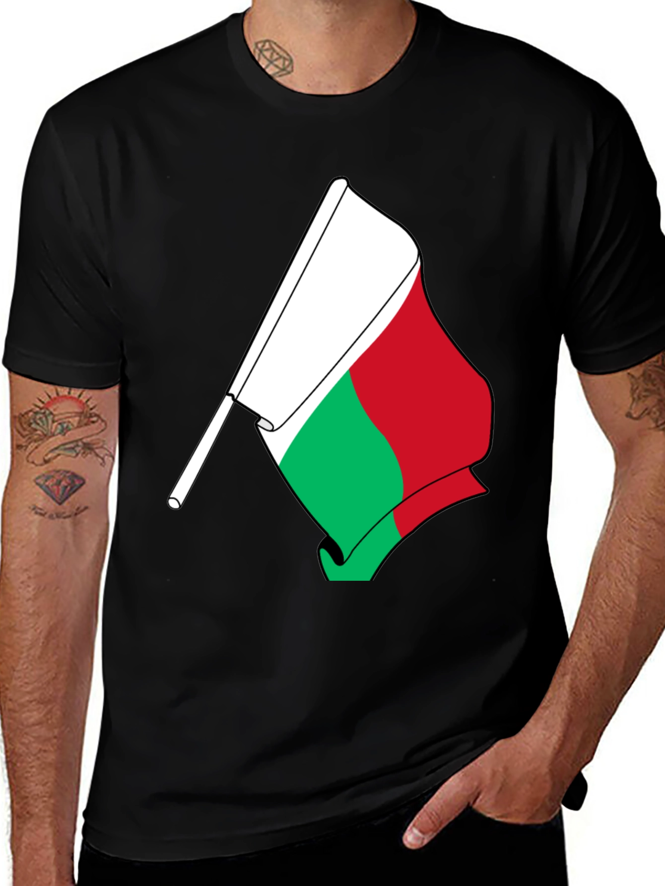 Variant 11 of Bulgaria Flag Graphic Black T-Shirt