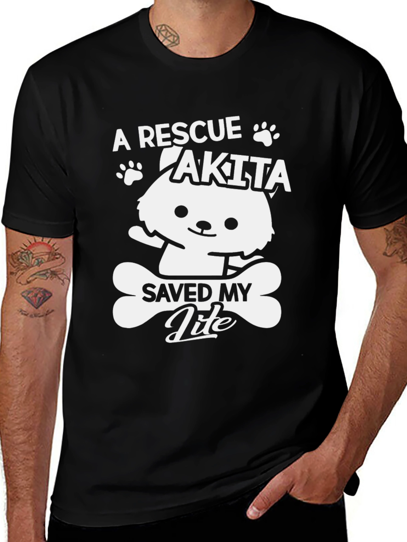 Variant 2 of Rescue Akita Dog T-Shirt - Dog Bone Design