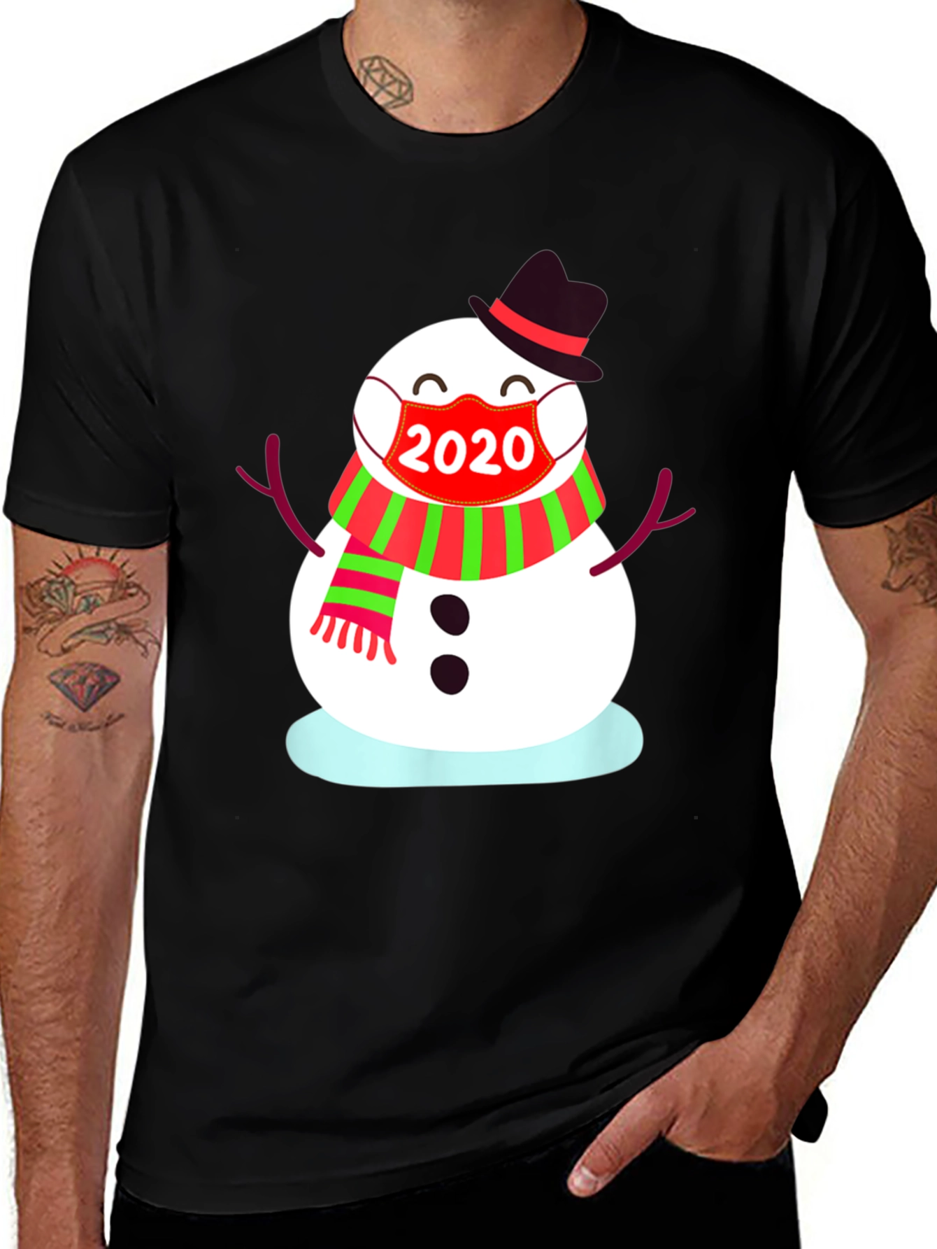 Variant 8 of Festive 2020 Snowman Mask T-Shirt