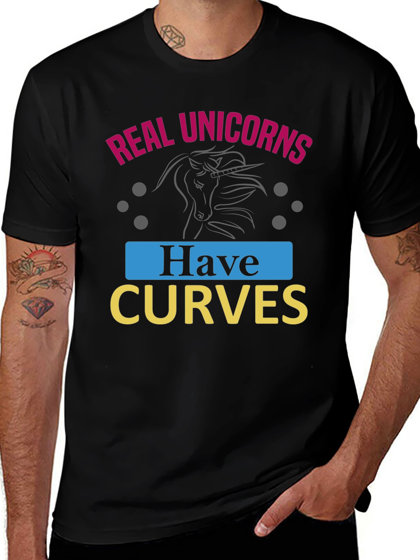 Variant 8 of Real Unicorns Have Curves Funny Graphic Tee