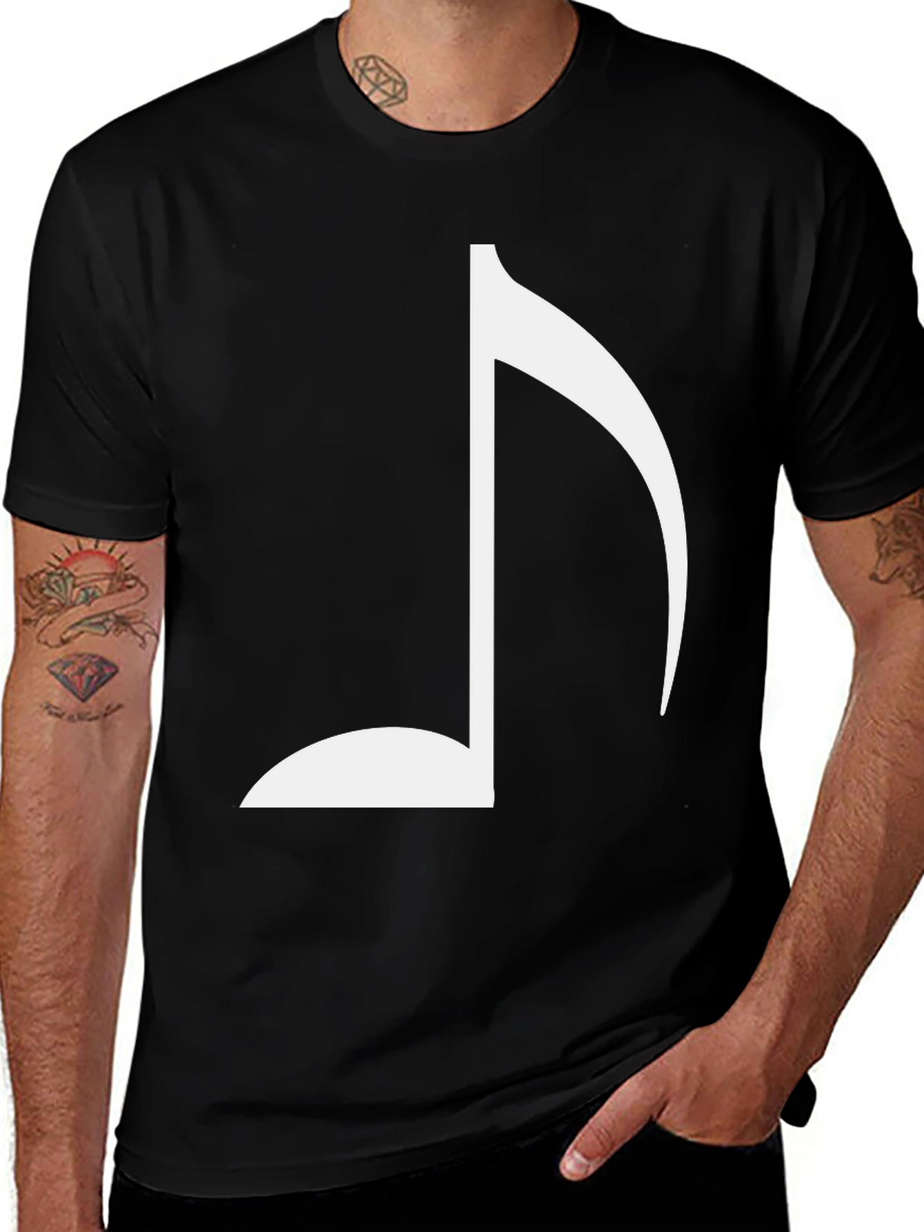 Variant 27 of Musical Note T-Shirt - Black Cotton Tee